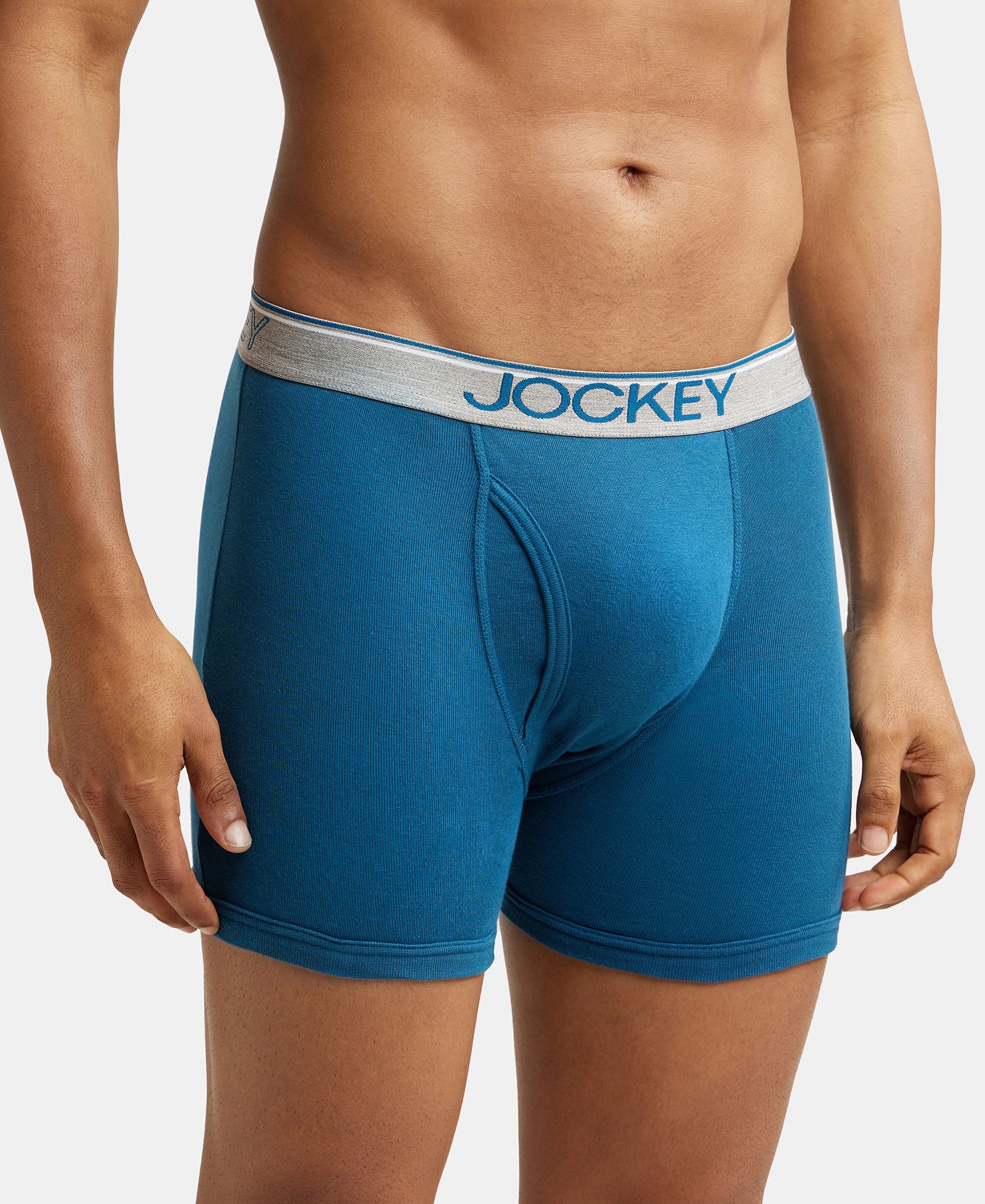Super Combed Cotton Rib Solid Boxer Brief with Ultrasoft and Durable Waistband - Seaport Teal (Pack of 2) - Image 2