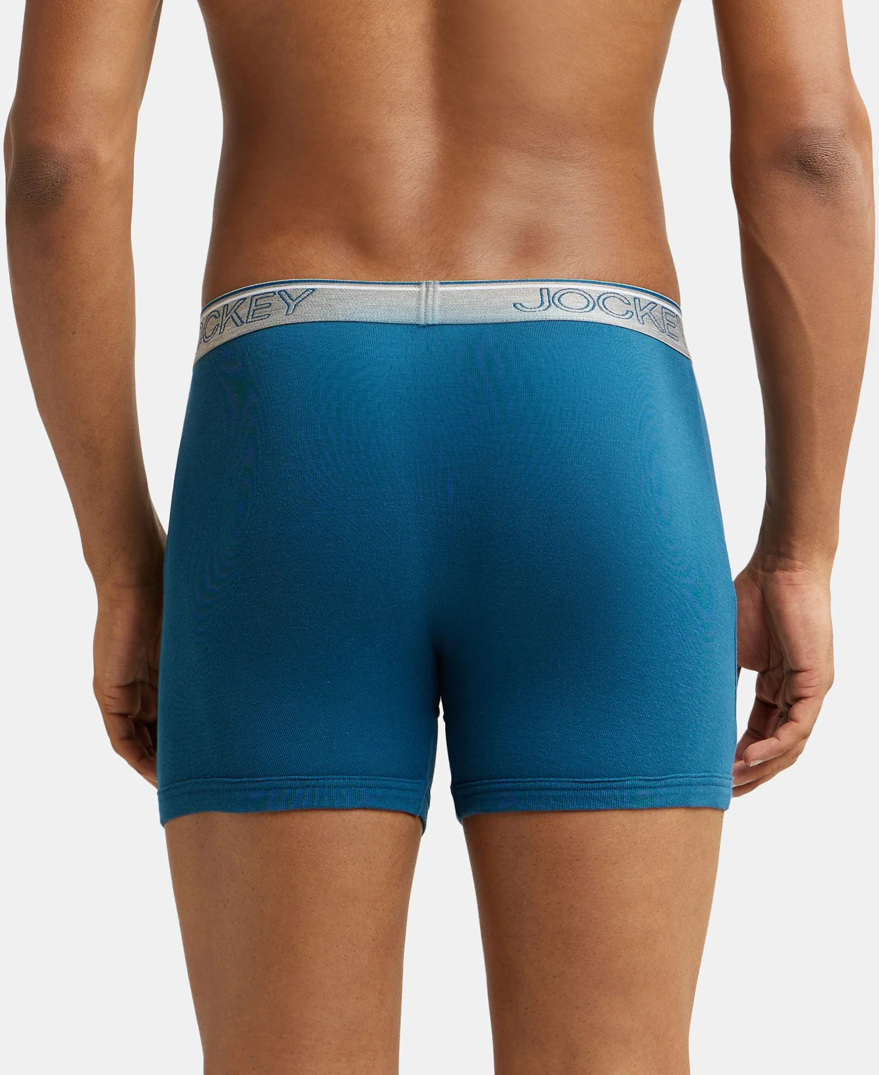 Super Combed Cotton Rib Solid Boxer Brief with Ultrasoft and Durable Waistband - Seaport Teal (Pack of 2) - Image 3