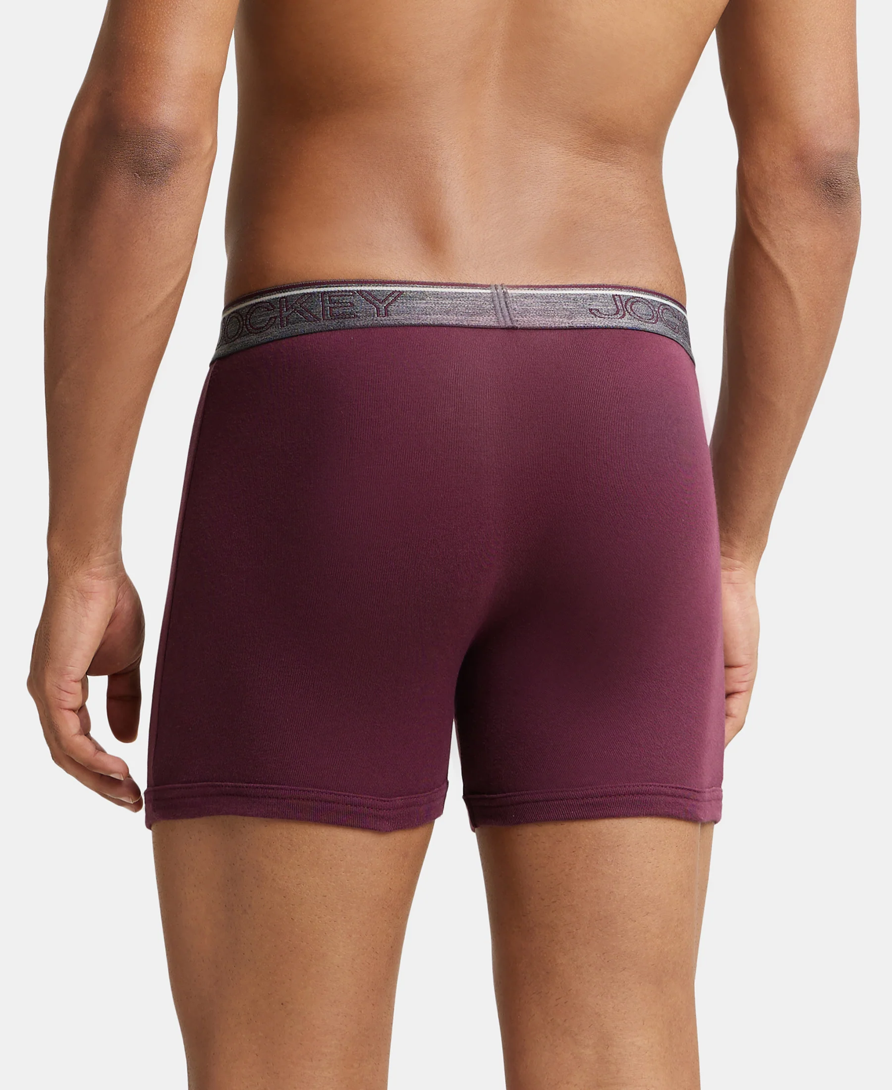 Super Combed Cotton Rib Solid Boxer Brief with Ultrasoft and Durable Waistband - Wine Tasting (Pack of 2) - Image 3
