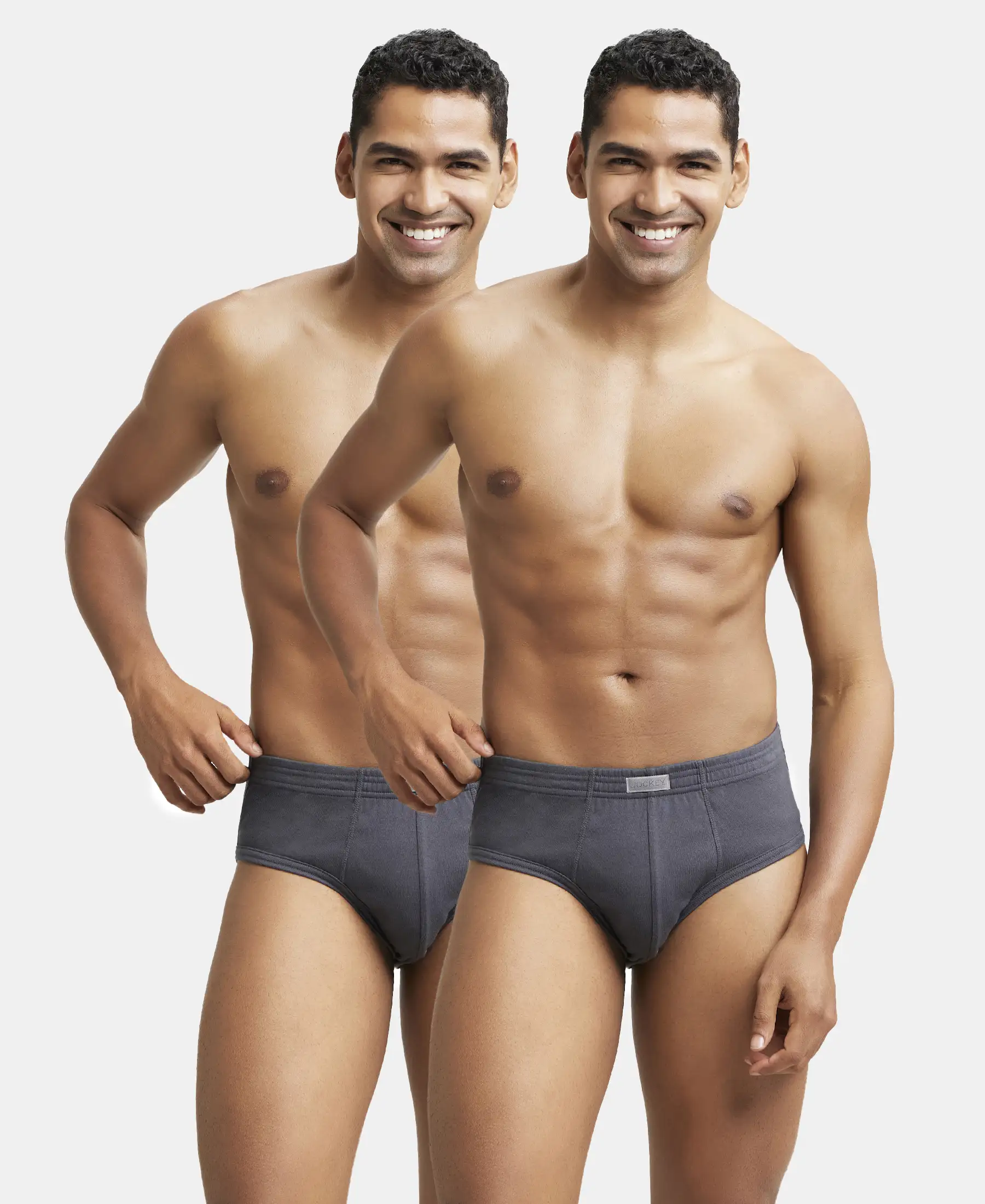 Super Combed Cotton Rib Solid Brief with StayFresh Treatment - Asphalt (Pack of 2) - Image 5