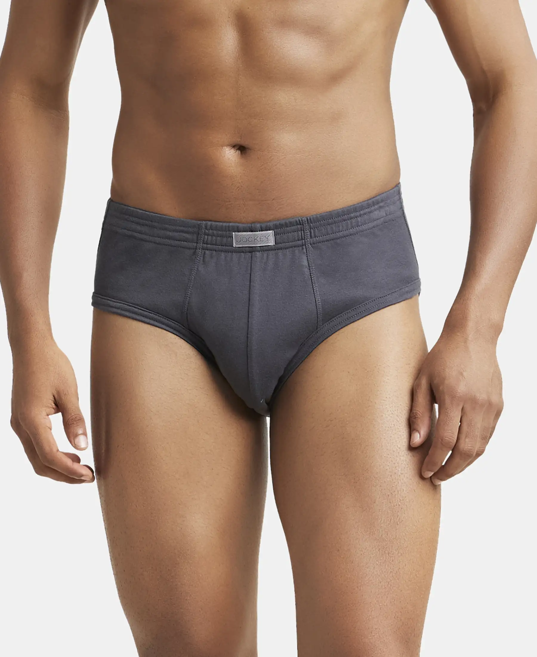 Super Combed Cotton Rib Solid Brief with StayFresh Treatment - Asphalt (Pack of 2) - Image 7