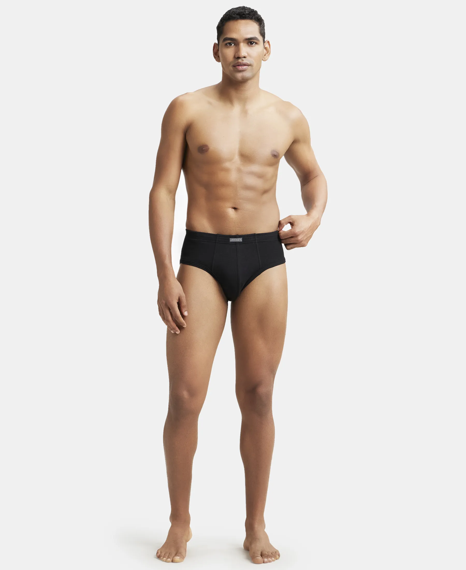 Super Combed Cotton Rib Solid Brief with StayFresh Treatment - Black (Pack of 2) - Image 4