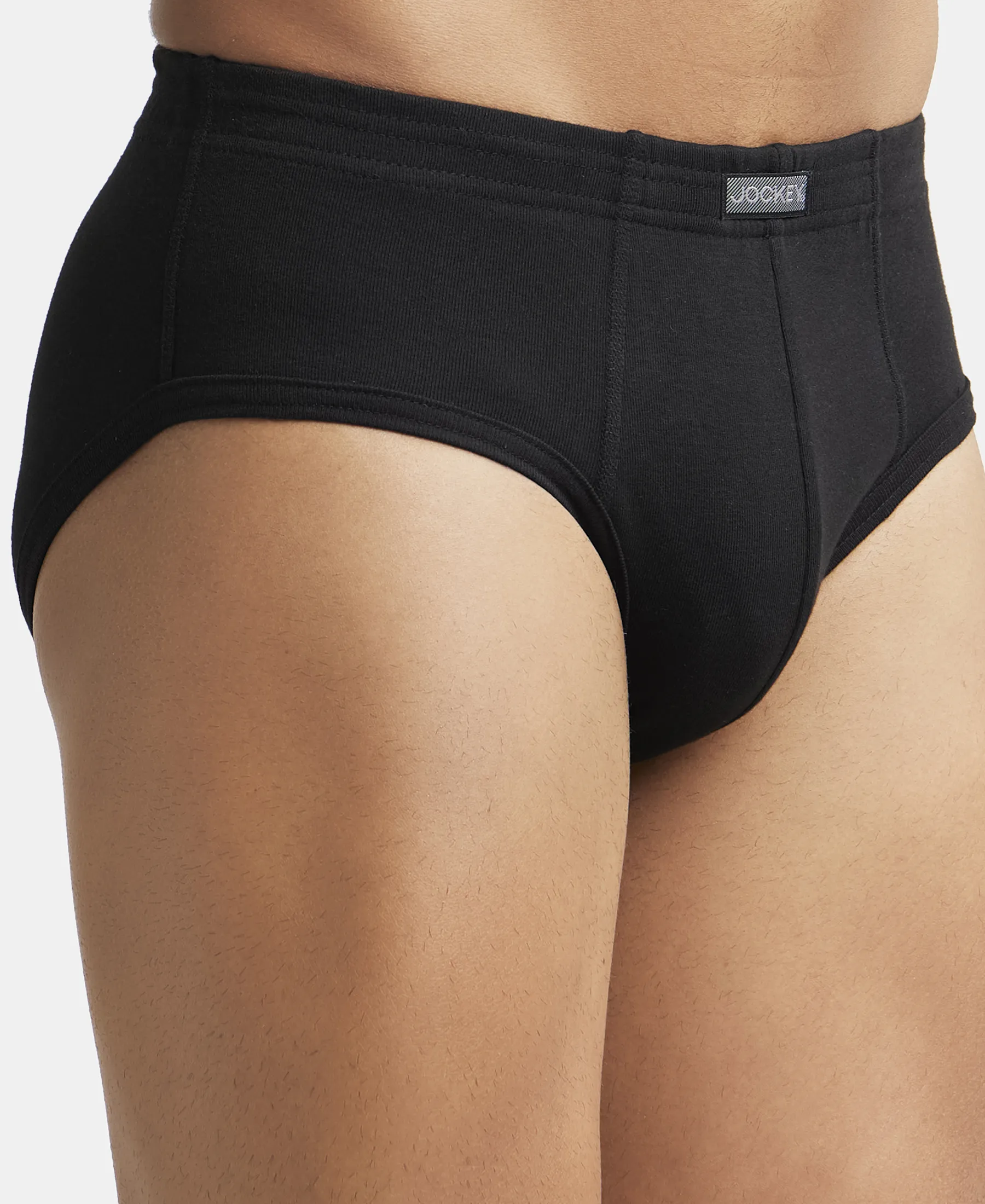 Super Combed Cotton Rib Solid Brief with StayFresh Treatment - Black (Pack of 2) - Image 6