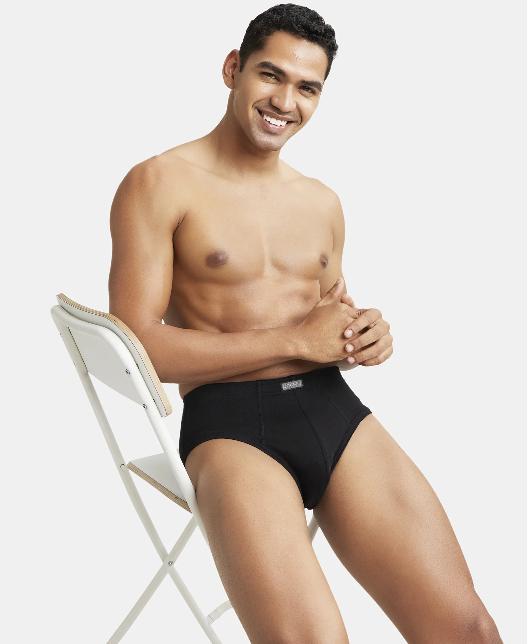 Super Combed Cotton Rib Solid Brief with StayFresh Treatment - Black (Pack of 2) - Image 8