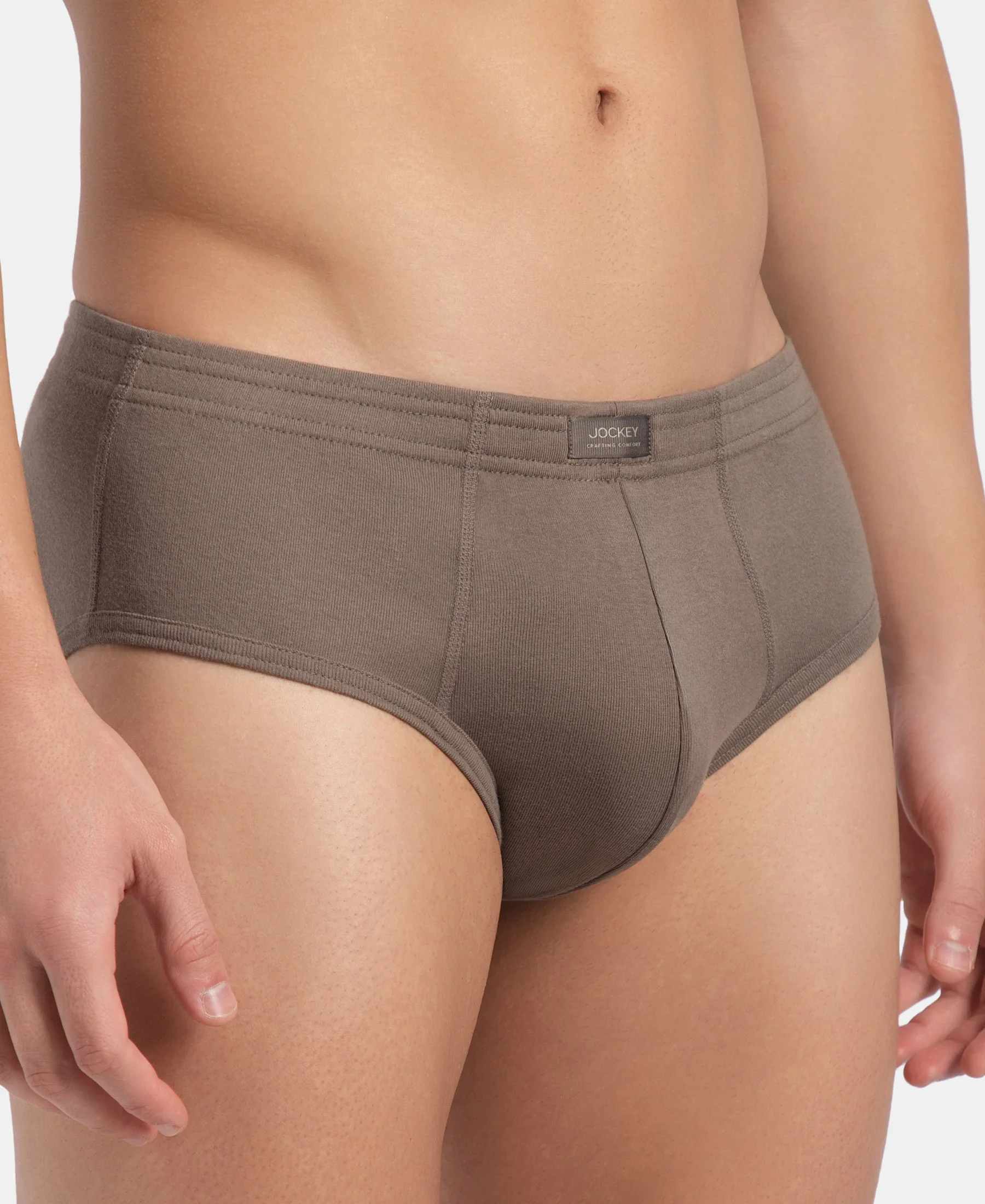 Super Combed Cotton Rib Solid Brief with StayFresh Treatment - Dark Khaki (Pack of 2) - Image 7
