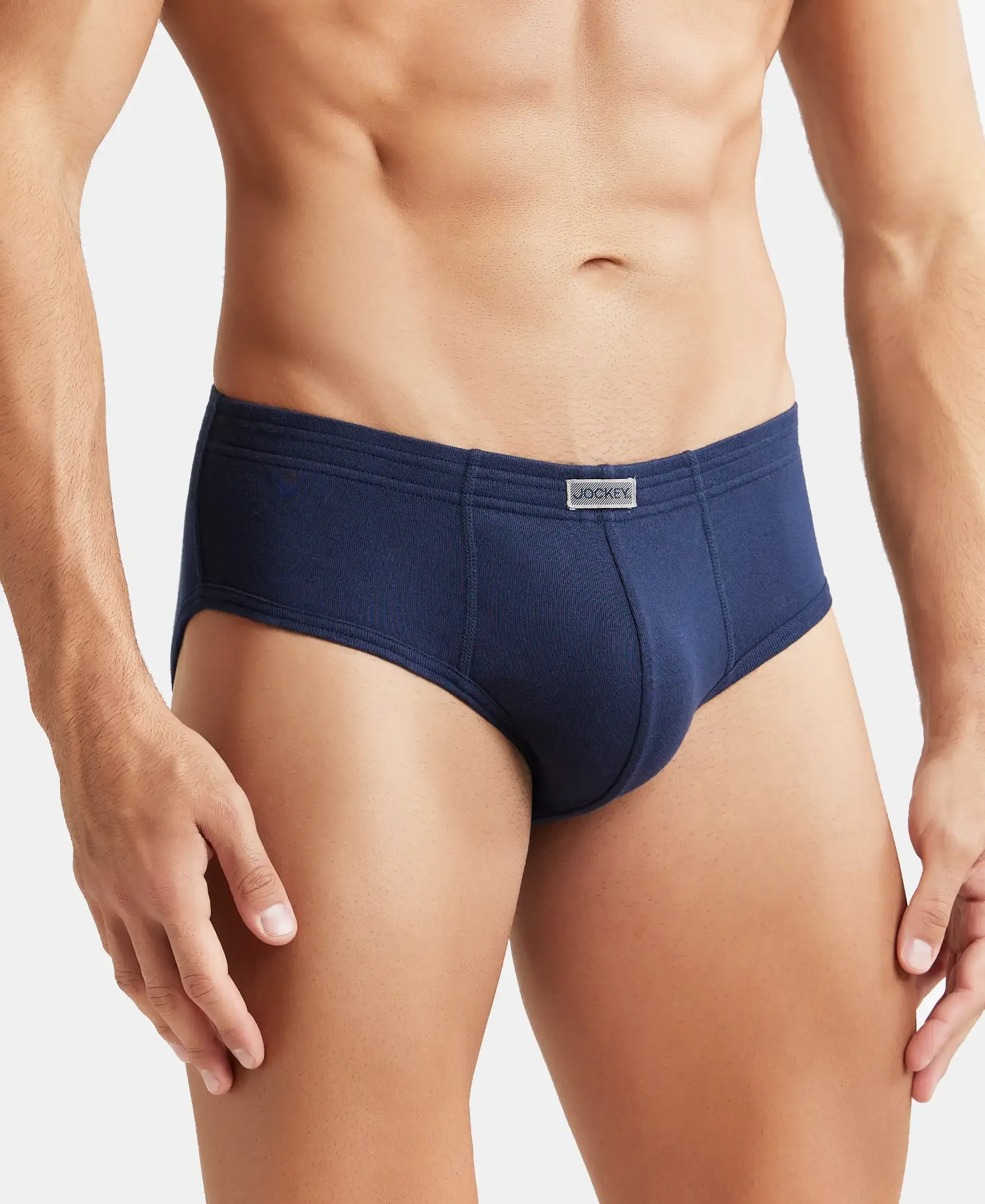 Super Combed Cotton Rib Solid Brief with StayFresh Treatment - Deep Navy (Pack of 2) - Image 2