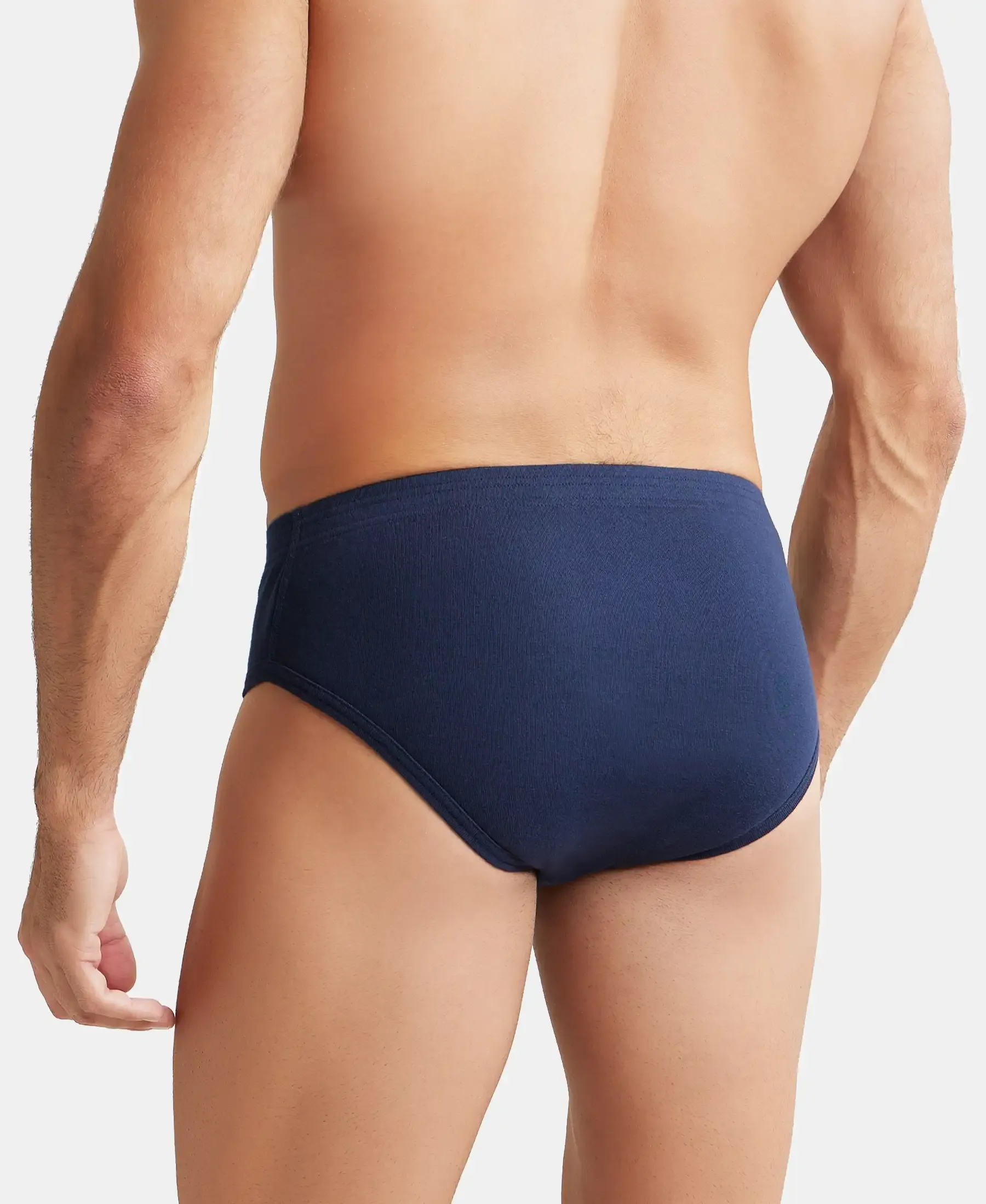 Super Combed Cotton Rib Solid Brief with StayFresh Treatment - Deep Navy (Pack of 2) - Image 3