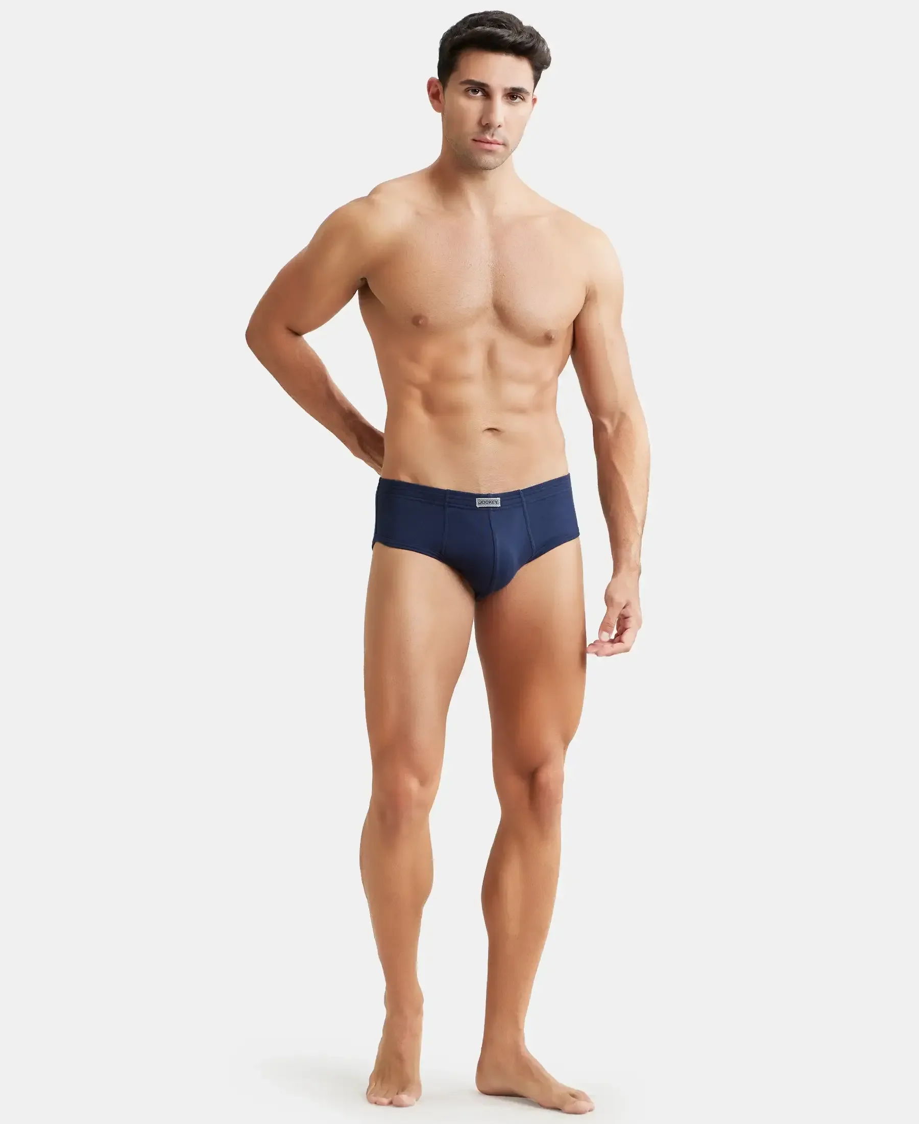 Super Combed Cotton Rib Solid Brief with StayFresh Treatment - Deep Navy (Pack of 2) - Image 4