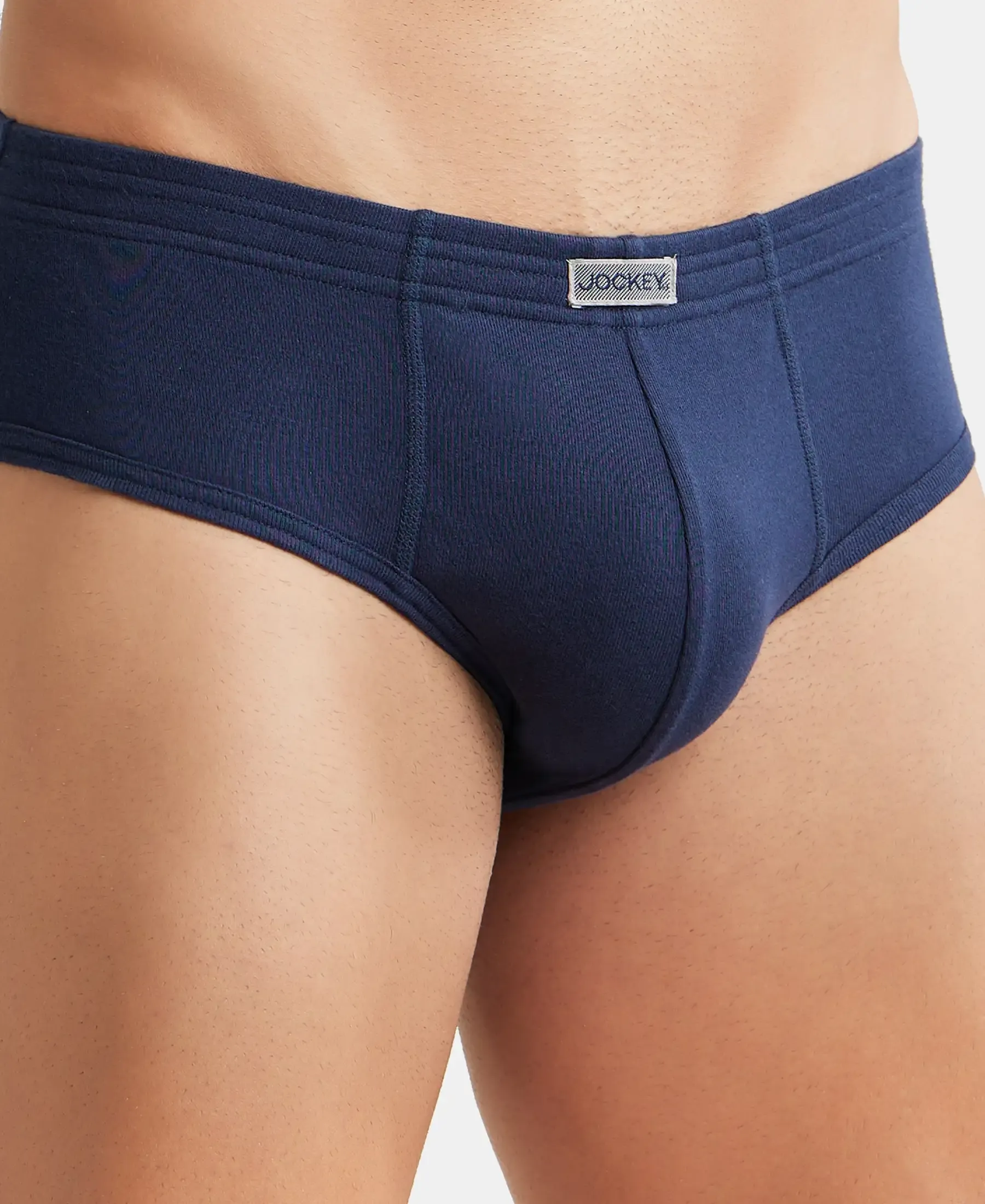 Super Combed Cotton Rib Solid Brief with StayFresh Treatment - Deep Navy (Pack of 2) - Image 6