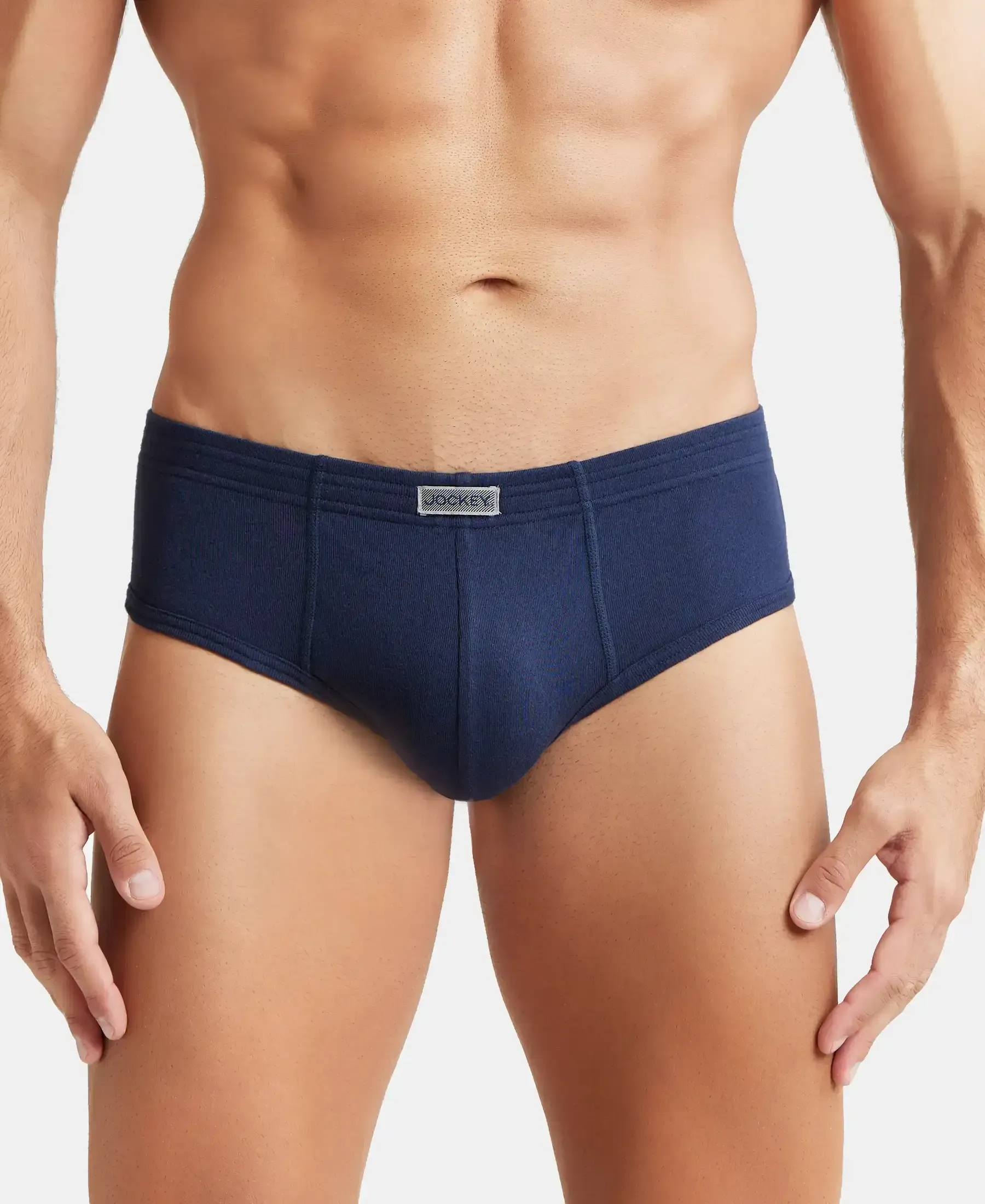 Super Combed Cotton Rib Solid Brief with StayFresh Treatment - Deep Navy (Pack of 2) - Image 7
