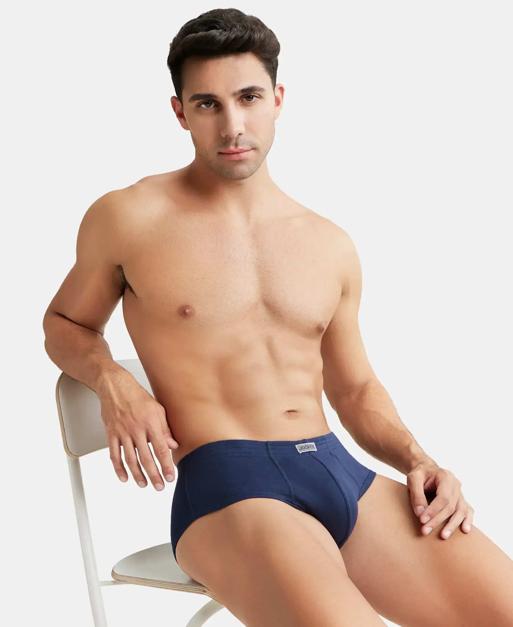 Super Combed Cotton Rib Solid Brief with StayFresh Treatment - Deep Navy (Pack of 2) - Image 8