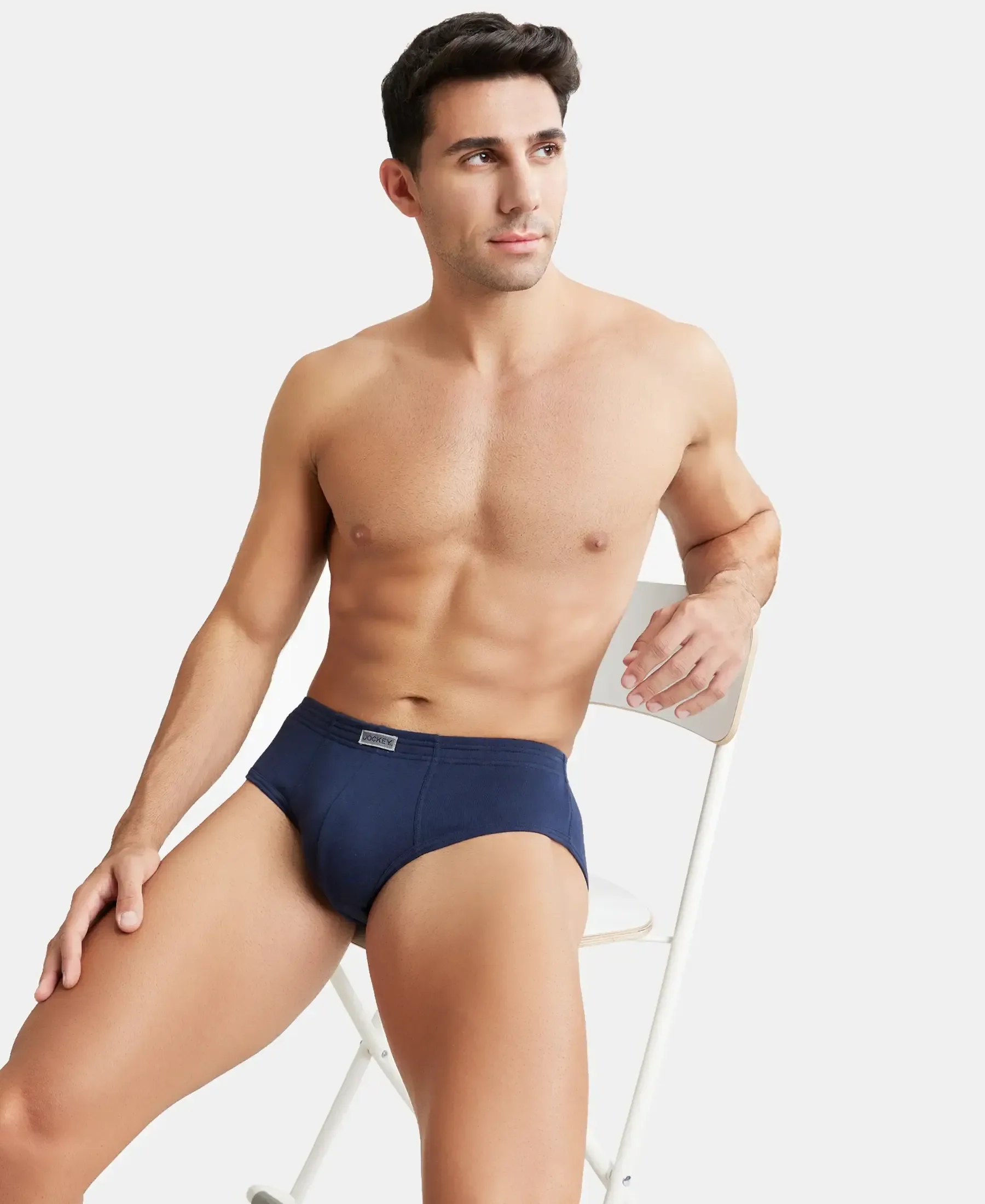 Super Combed Cotton Rib Solid Brief with StayFresh Treatment - Deep Navy (Pack of 2) - Image 9