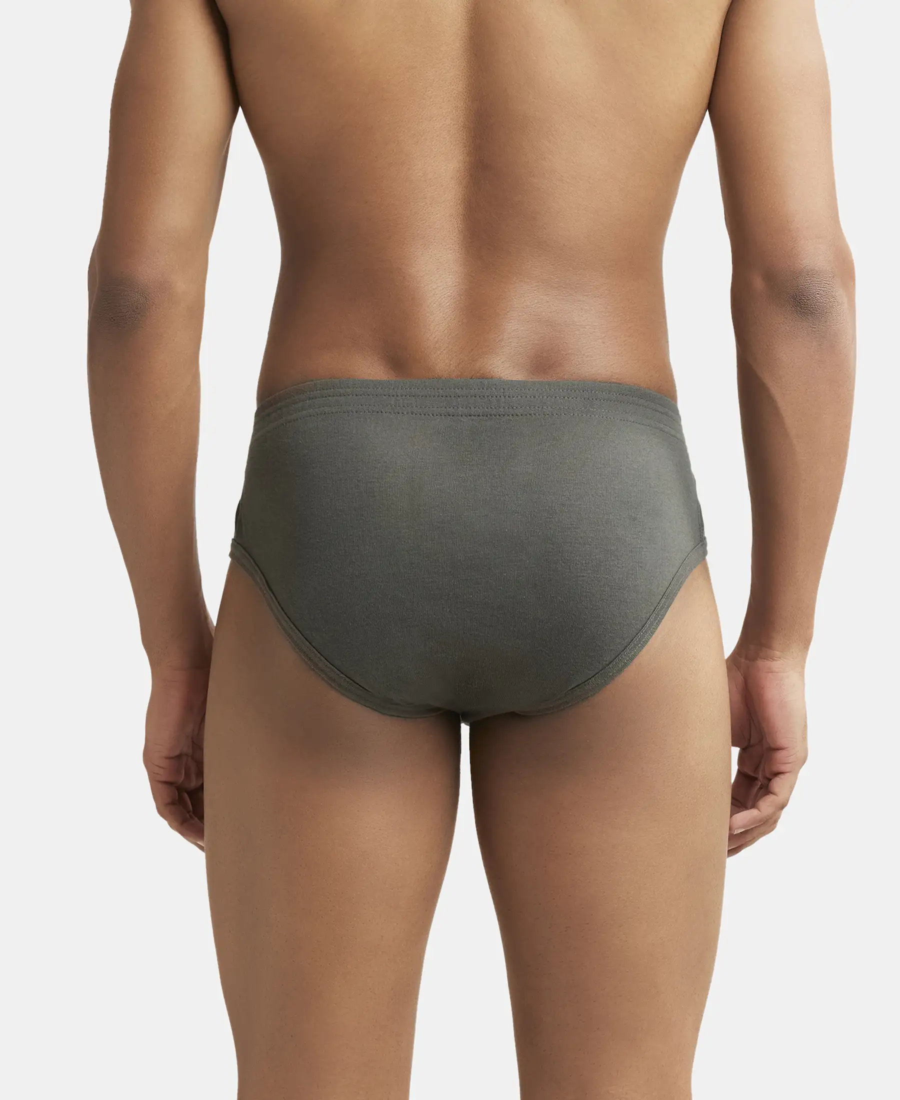 Super Combed Cotton Rib Solid Brief with StayFresh Treatment - Deep Olive (Pack of 2) - Image 3