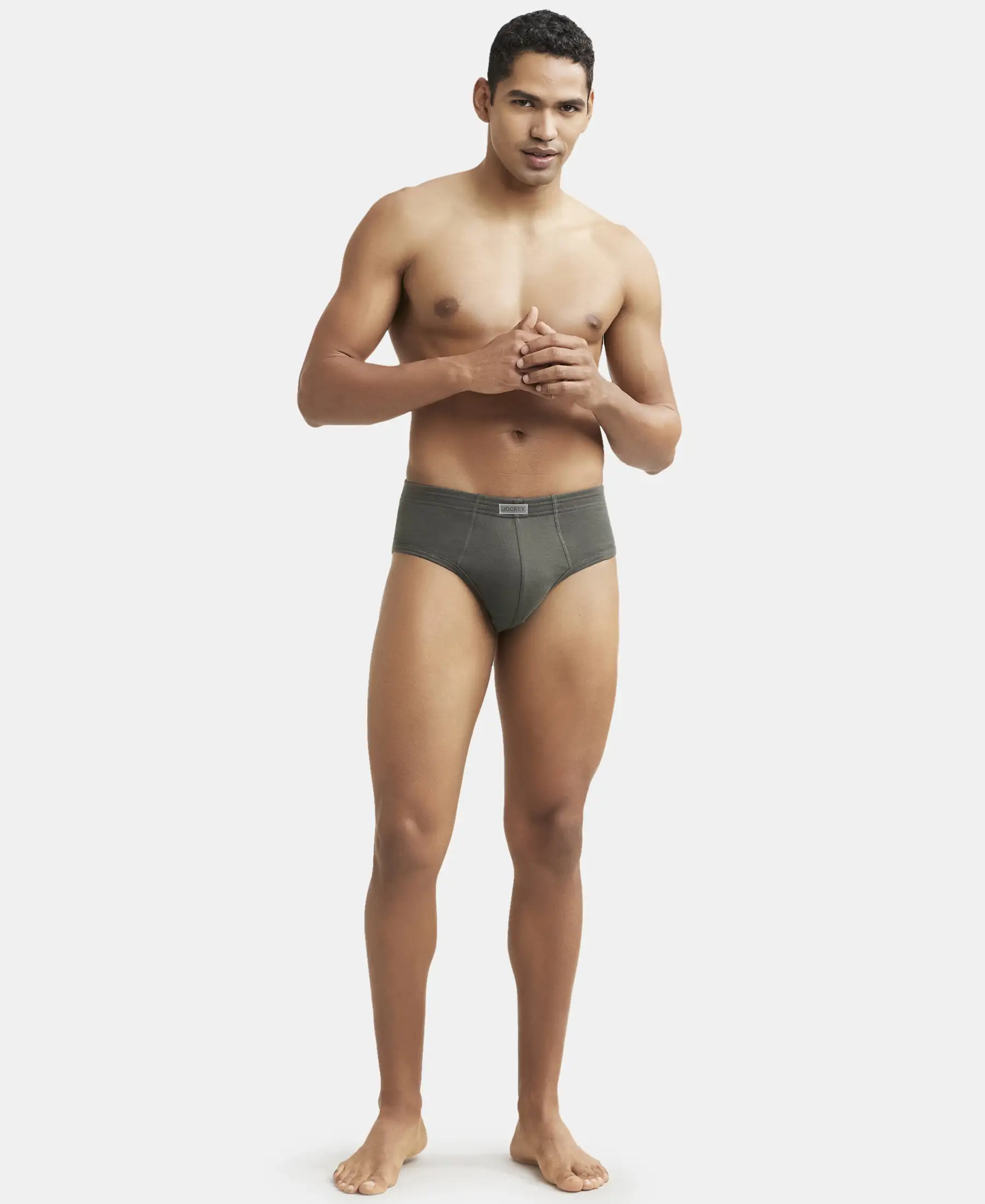 Super Combed Cotton Rib Solid Brief with StayFresh Treatment - Deep Olive (Pack of 2) - Image 4