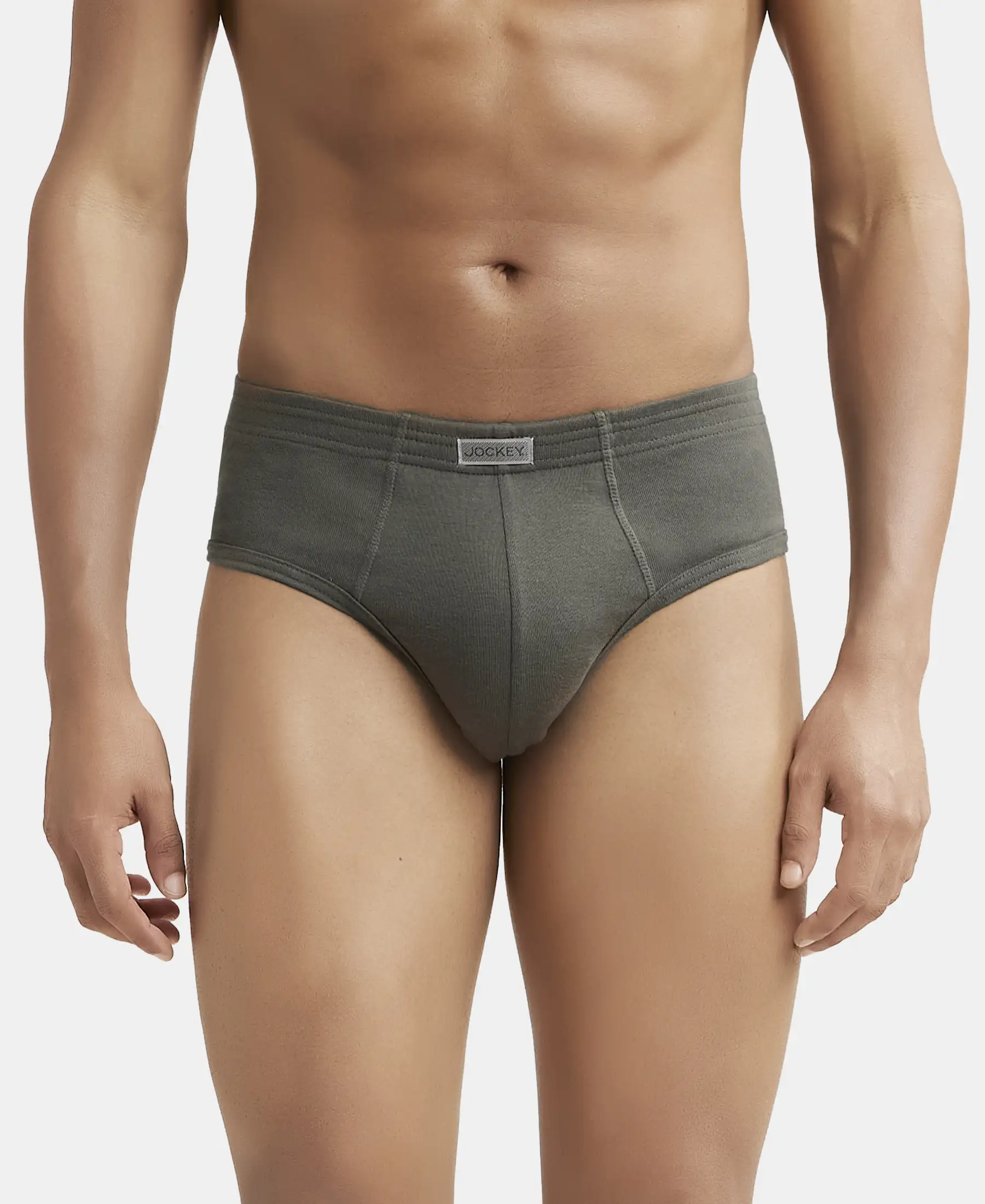 Super Combed Cotton Rib Solid Brief with StayFresh Treatment - Deep Olive (Pack of 2) - Image 7