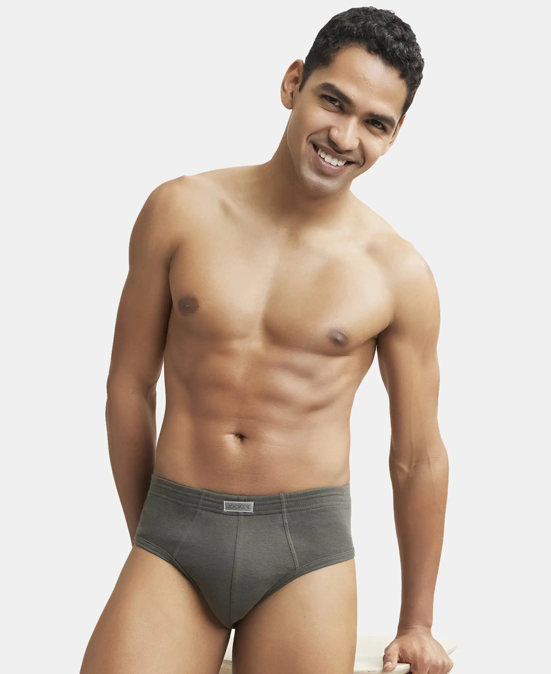 Super Combed Cotton Rib Solid Brief with StayFresh Treatment - Deep Olive (Pack of 2) - Image 8