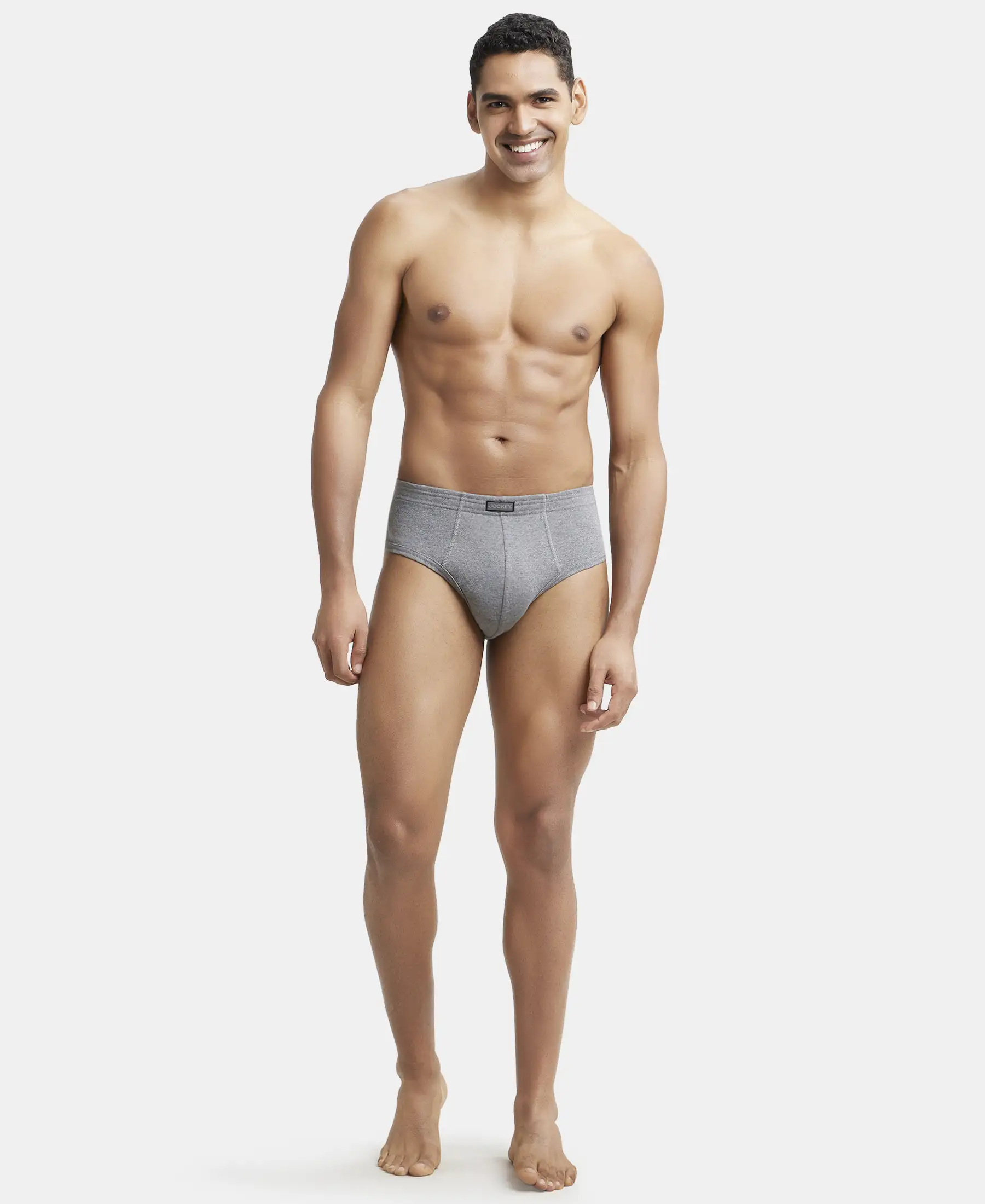 Super Combed Cotton Rib Solid Brief with StayFresh Treatment - Mid Grey Melange (Pack of 2) - Image 4