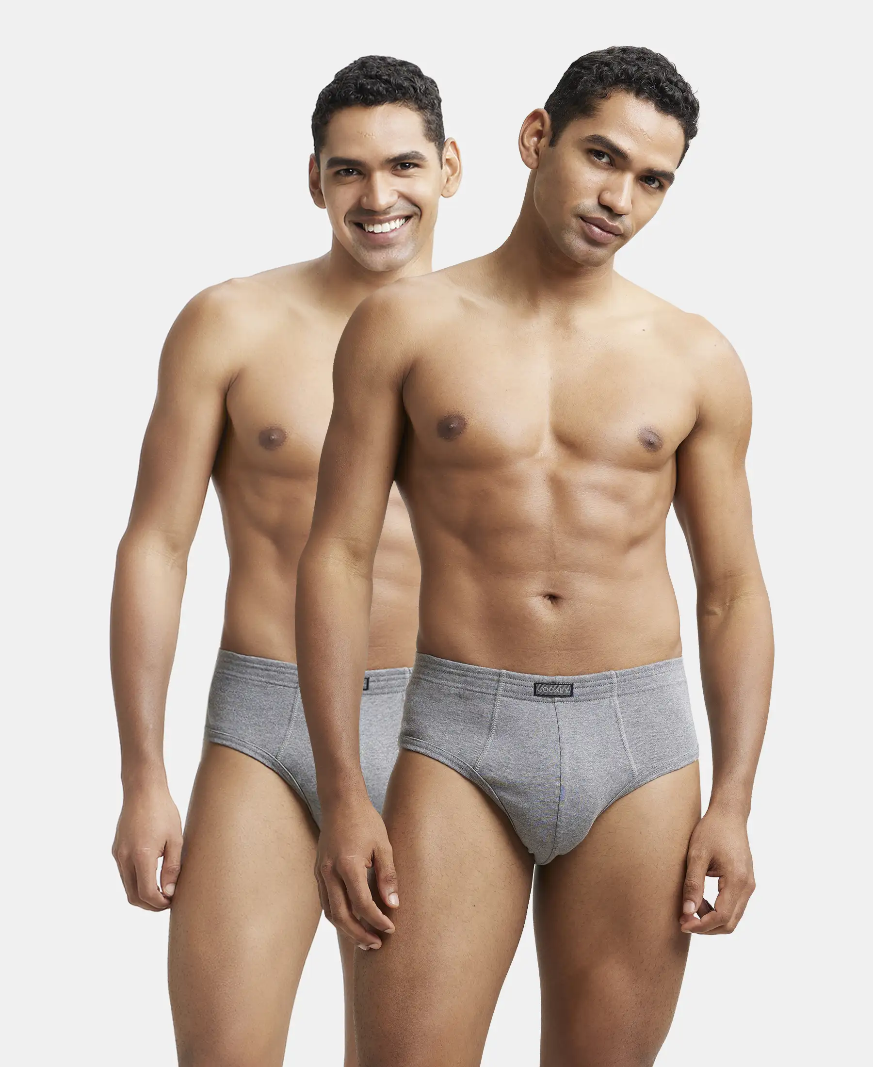 Super Combed Cotton Rib Solid Brief with StayFresh Treatment - Mid Grey Melange (Pack of 2) - Image 5