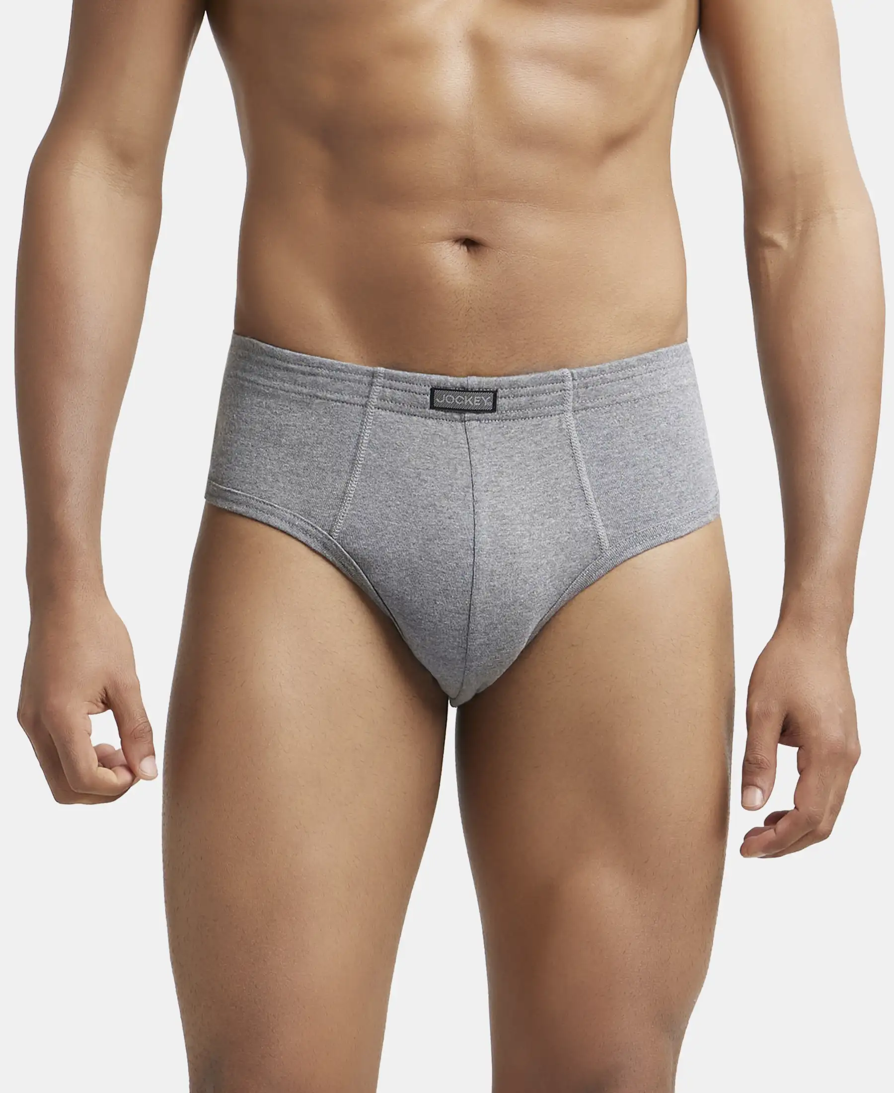 Super Combed Cotton Rib Solid Brief with StayFresh Treatment - Mid Grey Melange (Pack of 2) - Image 7