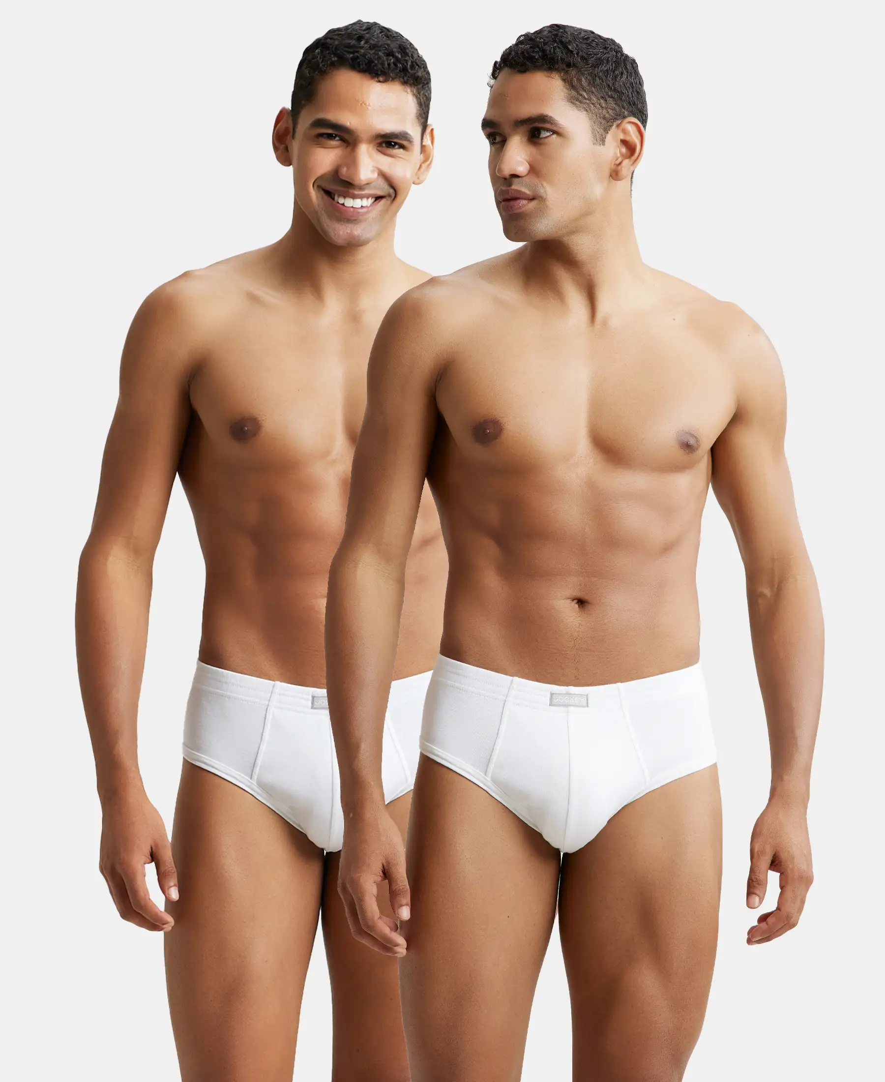Super Combed Cotton Rib Solid Brief with StayFresh Treatment - White (Pack of 2) - Image 5