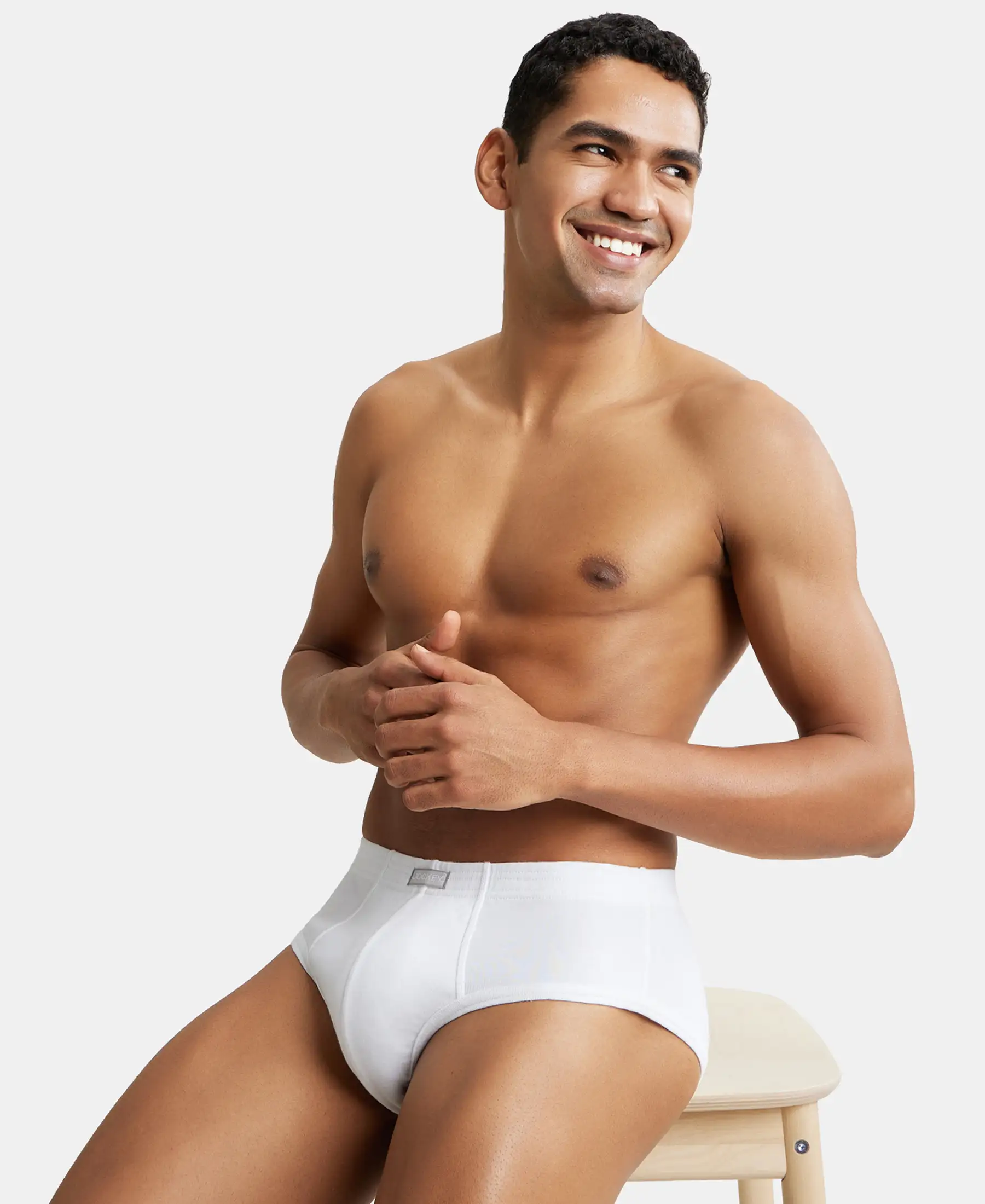Super Combed Cotton Rib Solid Brief with StayFresh Treatment - White (Pack of 2) - Image 8