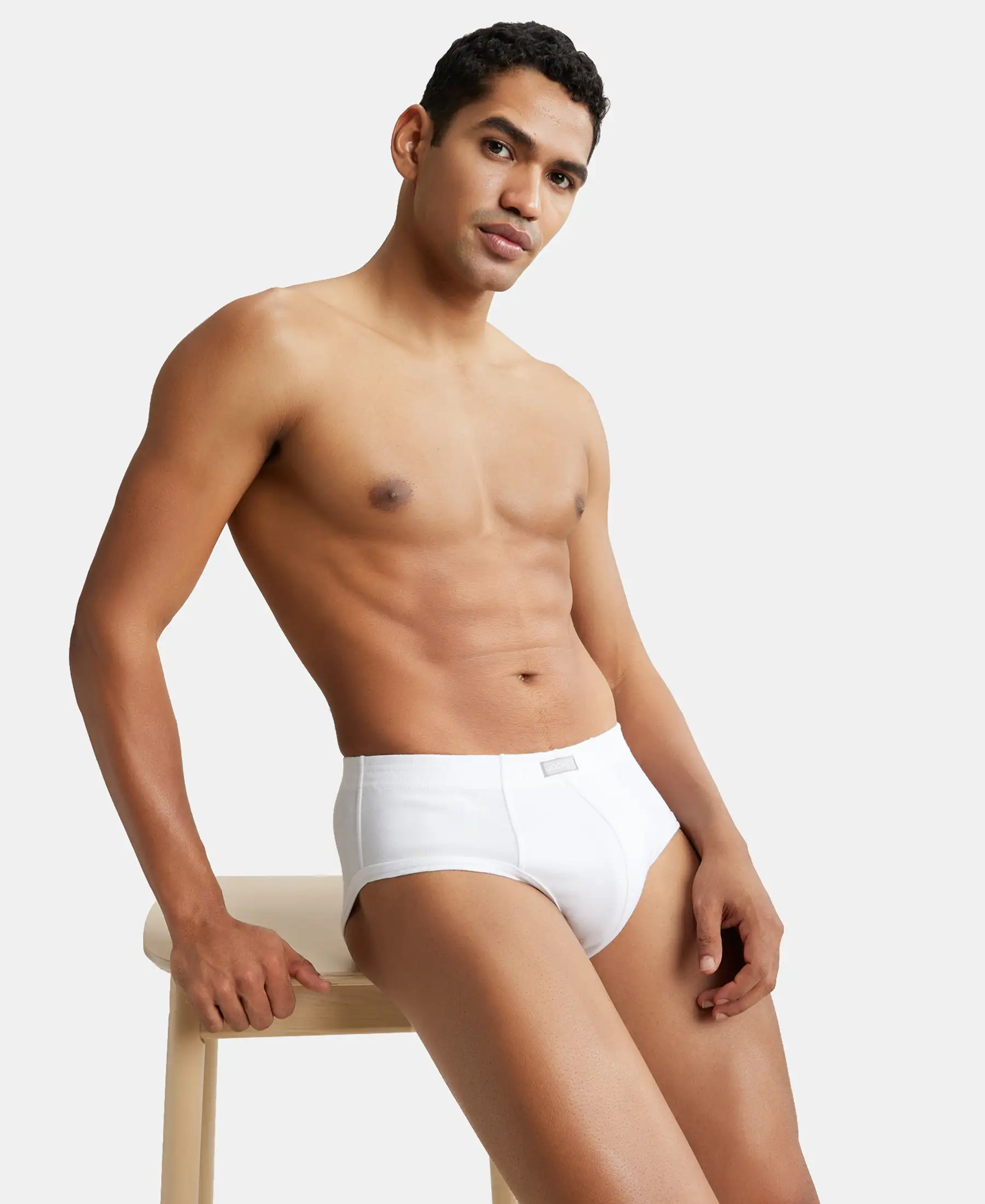 Super Combed Cotton Rib Solid Brief with StayFresh Treatment - White (Pack of 2) - Image 9