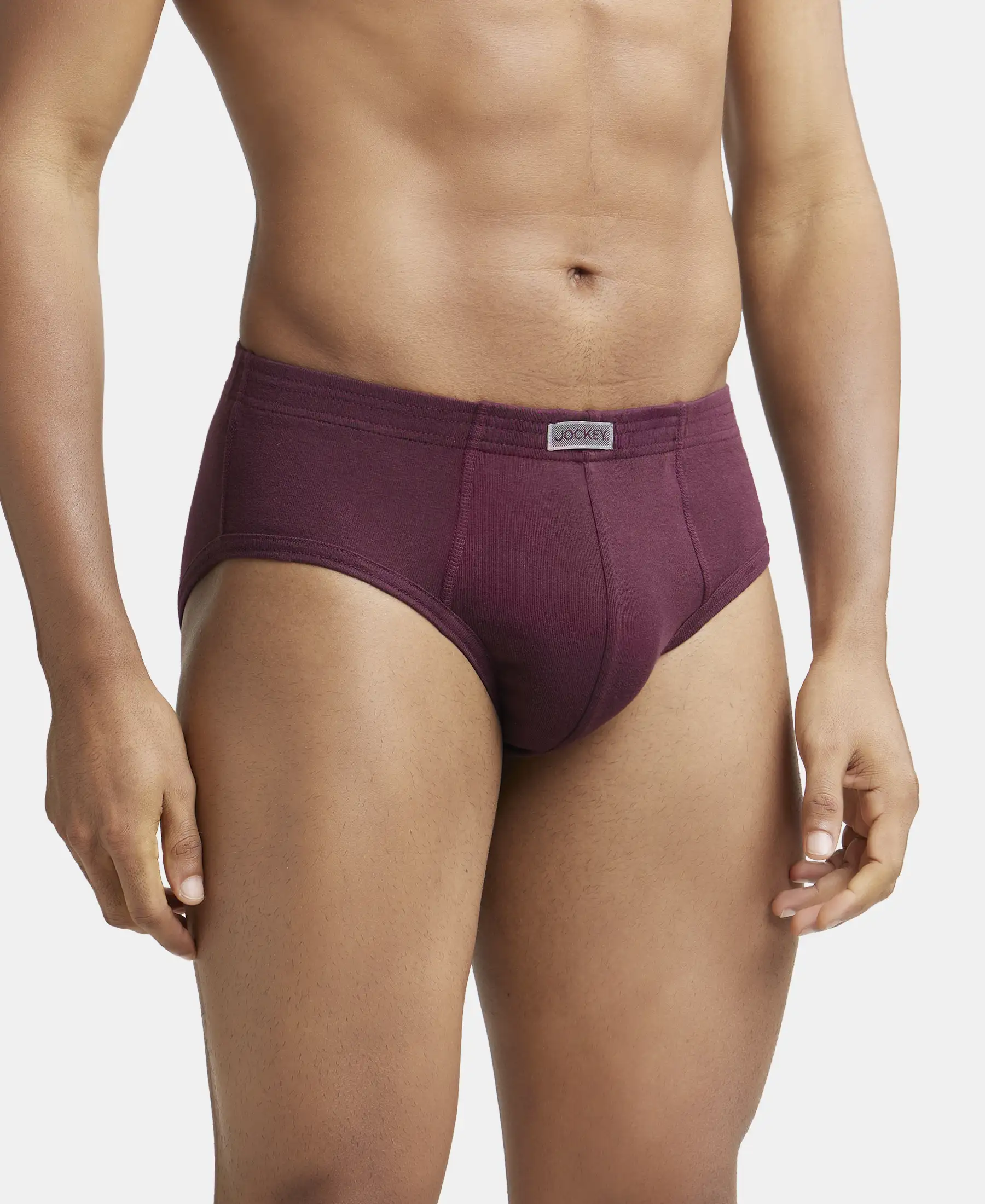 Super Combed Cotton Rib Solid Brief with StayFresh Treatment - Wine Tasting (Pack of 2) - Image 2