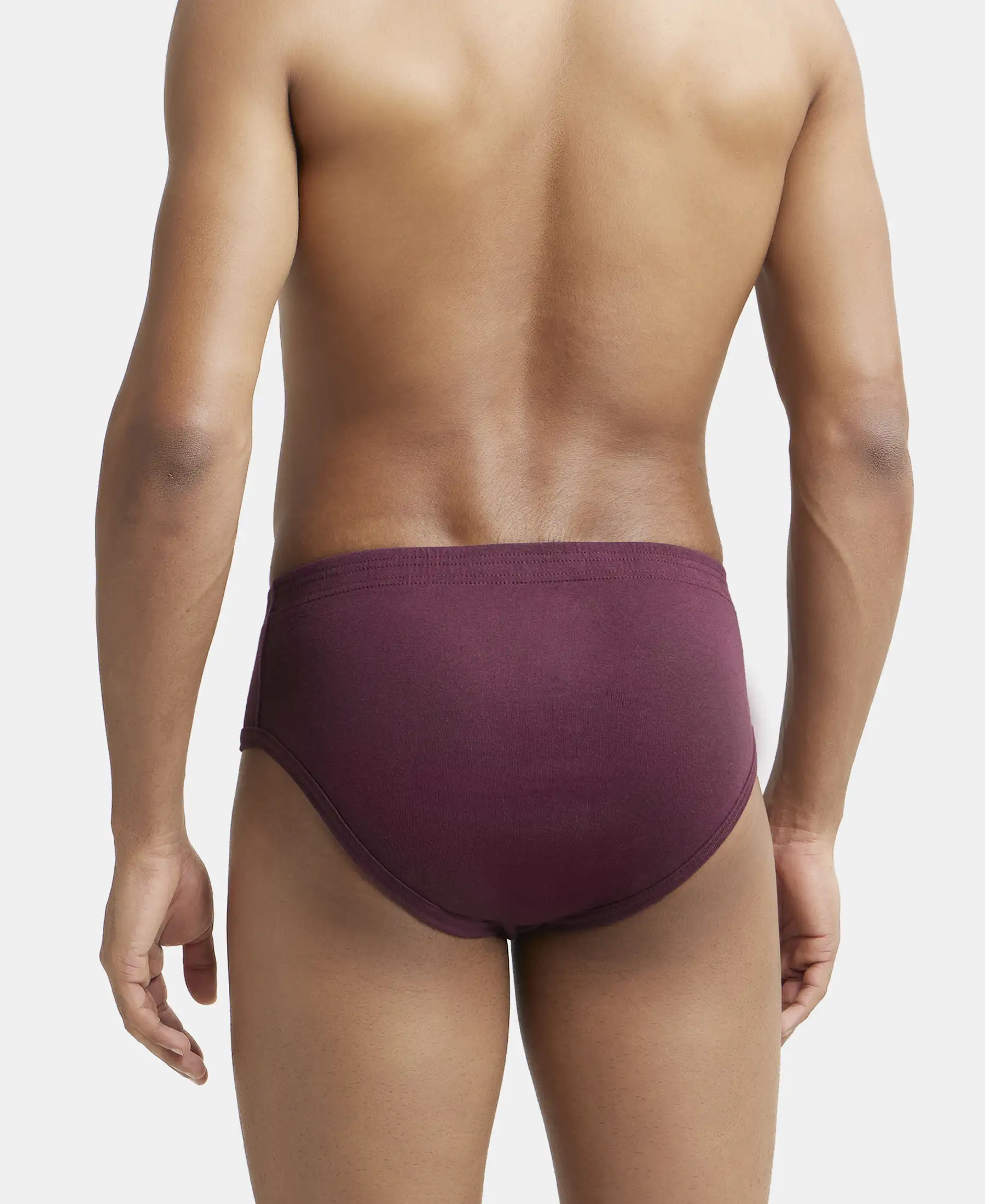 Super Combed Cotton Rib Solid Brief with StayFresh Treatment - Wine Tasting (Pack of 2) - Image 3
