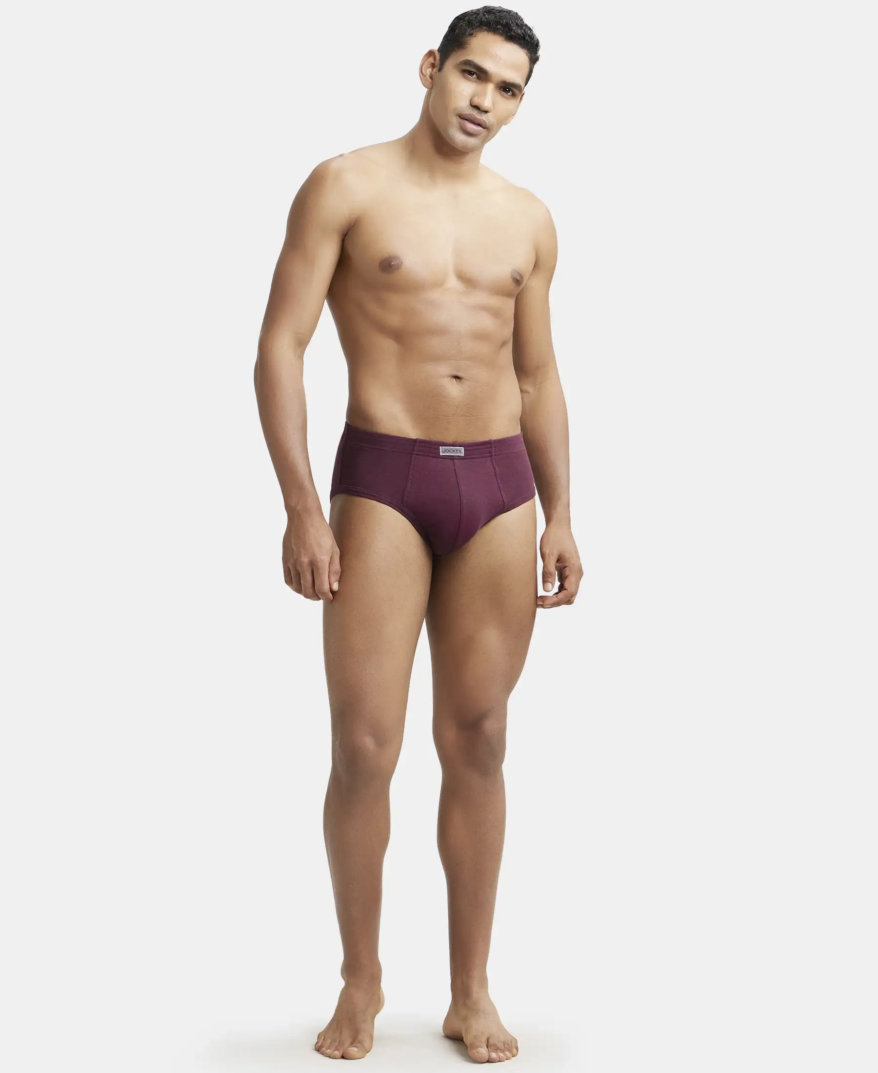 Super Combed Cotton Rib Solid Brief with StayFresh Treatment - Wine Tasting (Pack of 2) - Image 4