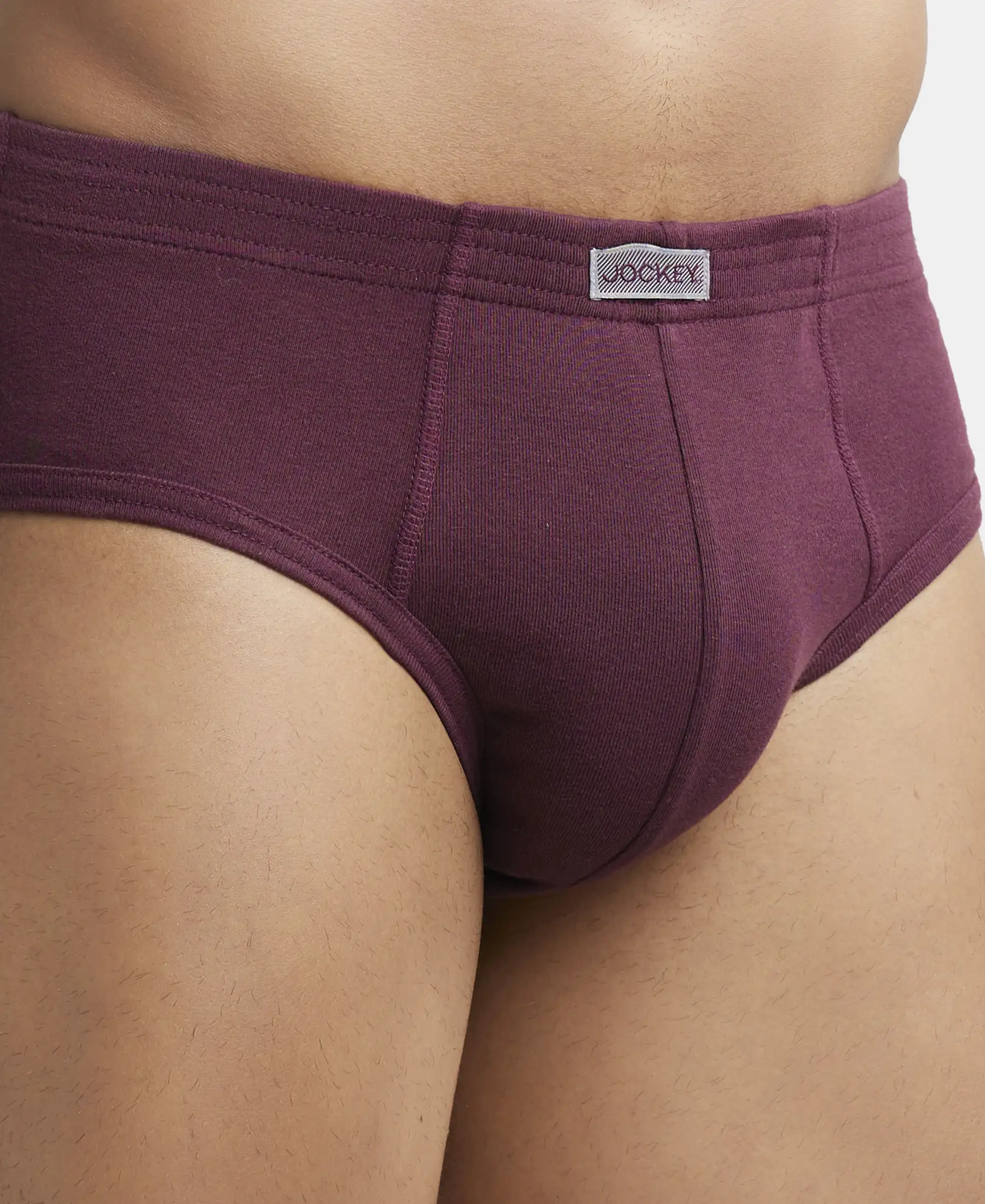 Super Combed Cotton Rib Solid Brief with StayFresh Treatment - Wine Tasting (Pack of 2) - Image 6