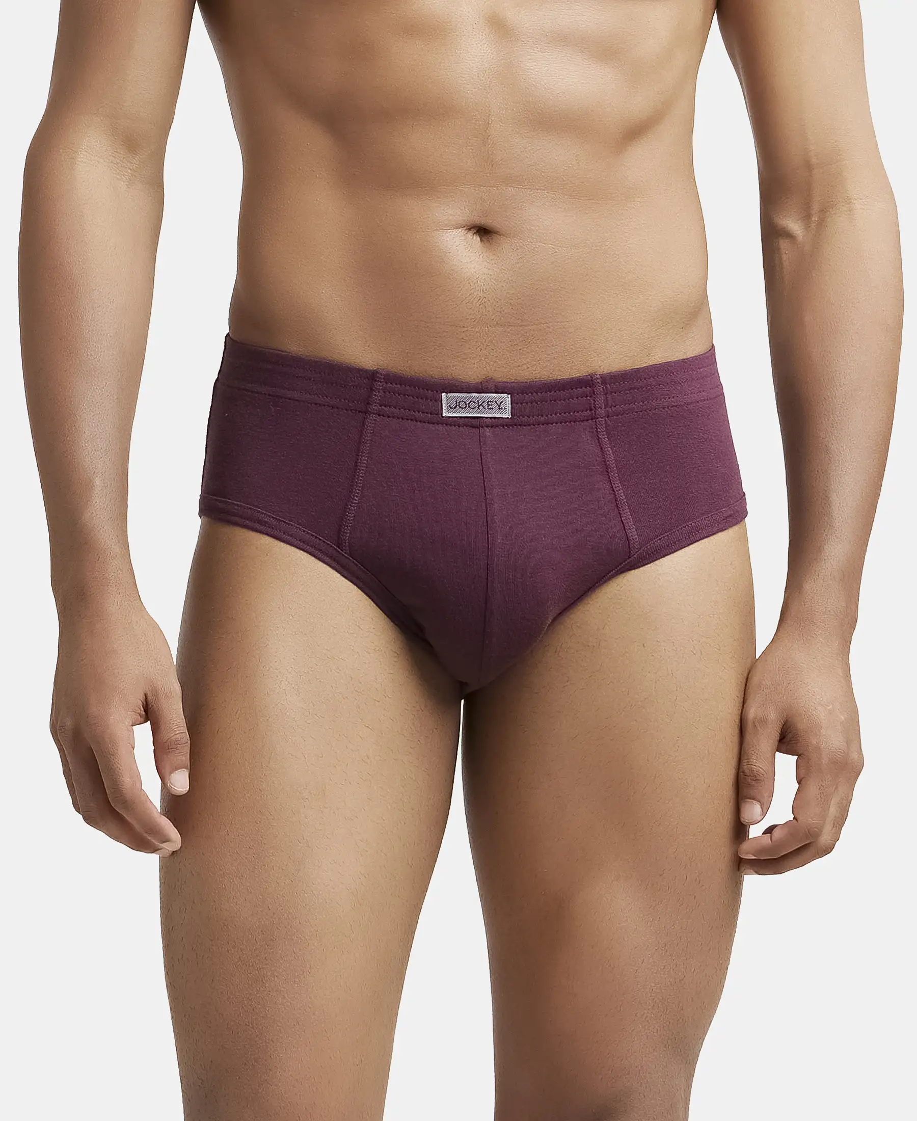 Super Combed Cotton Rib Solid Brief with StayFresh Treatment - Wine Tasting (Pack of 2) - Image 7