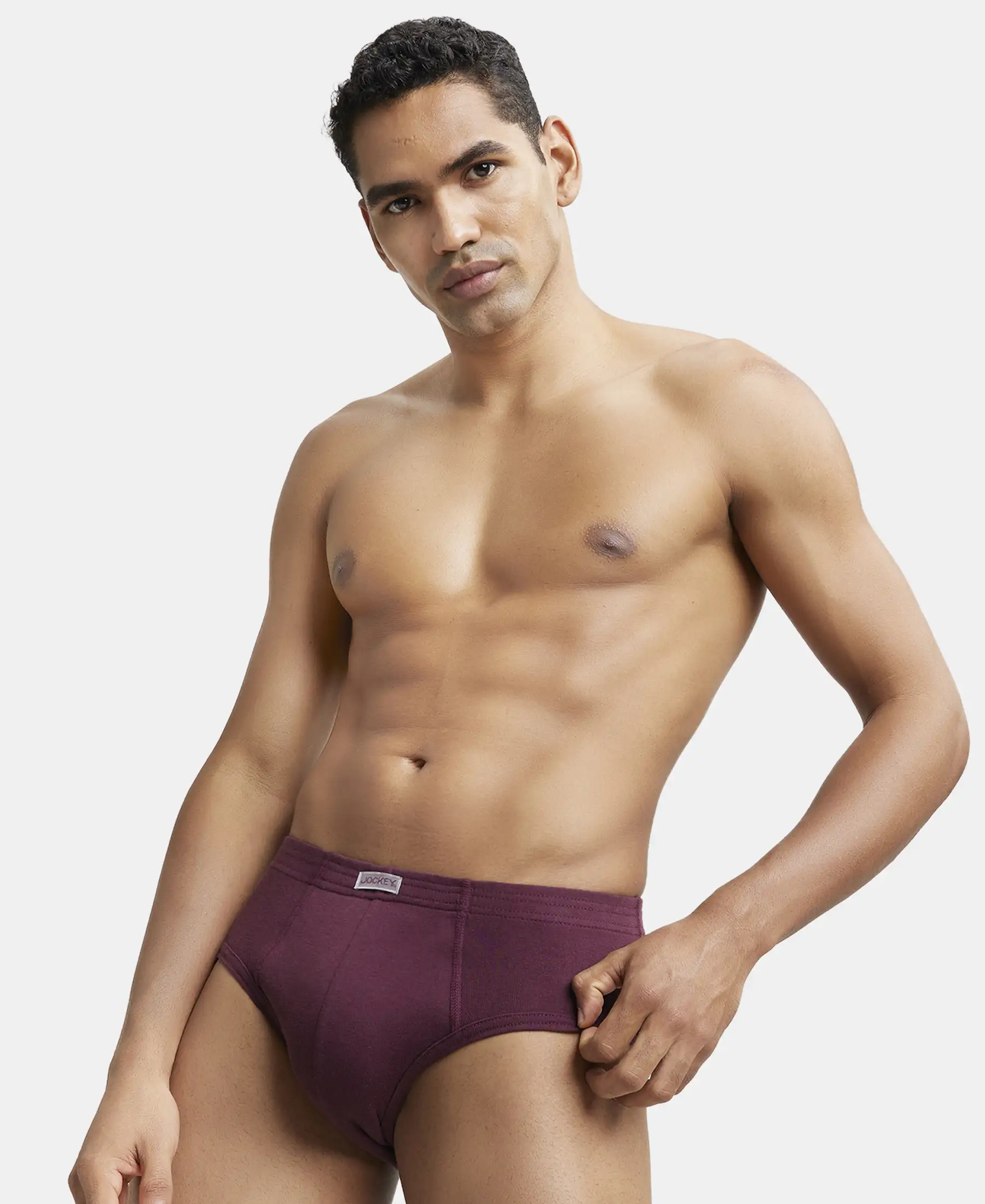 Super Combed Cotton Rib Solid Brief with StayFresh Treatment - Wine Tasting (Pack of 2) - Image 8