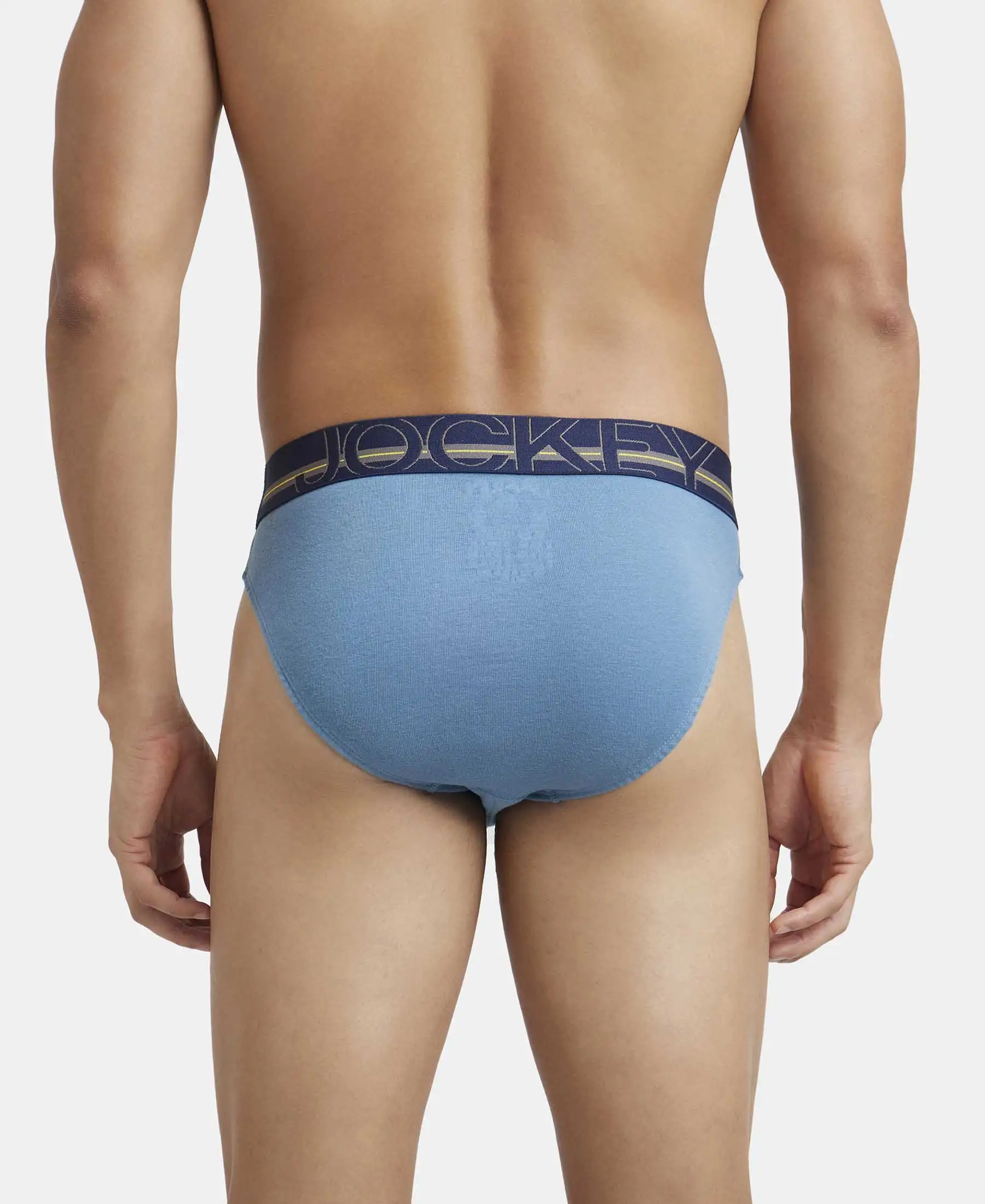 Super Combed Cotton Rib Solid Brief with Ultrasoft Waistband - Aegean Blue - Image 3