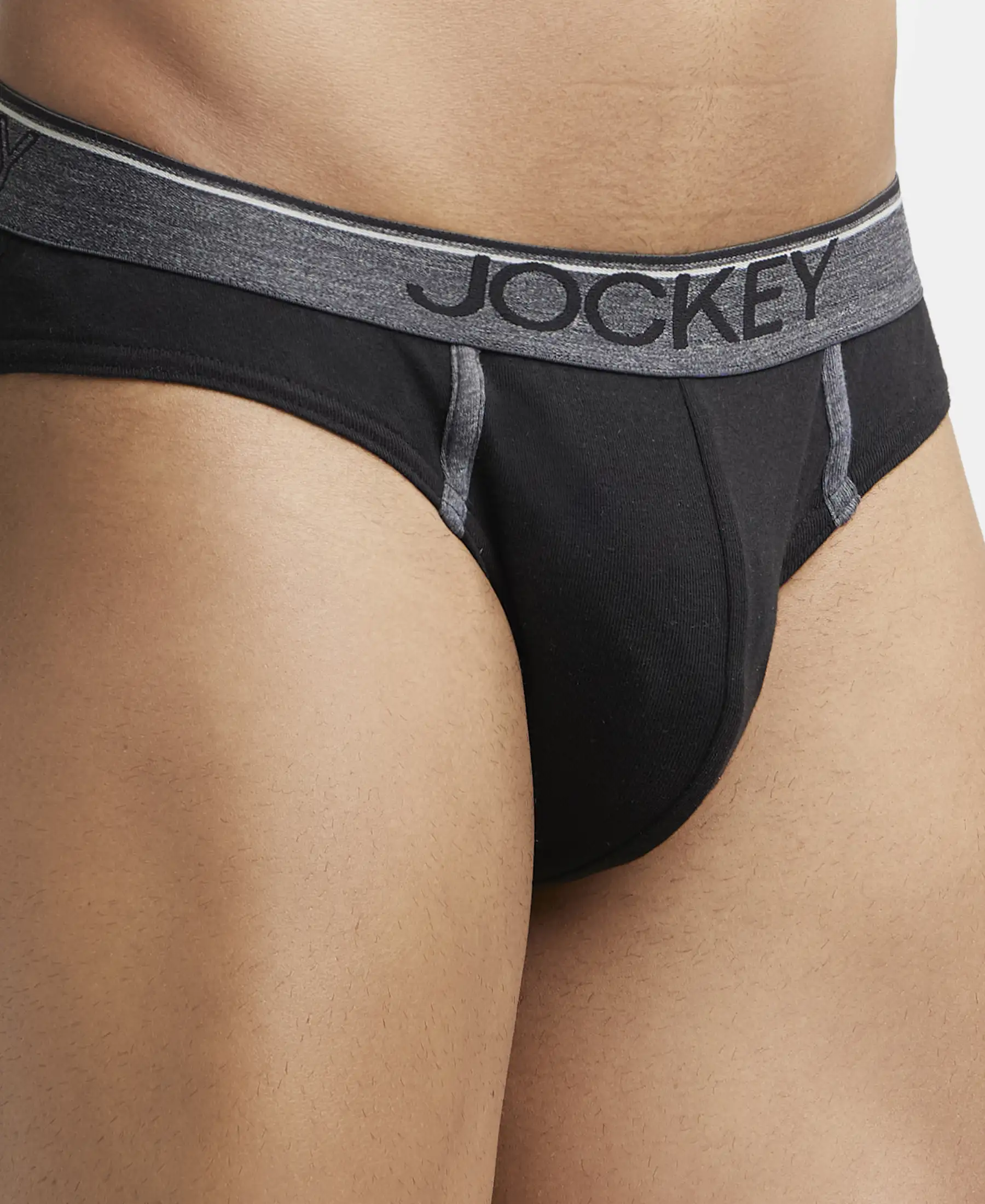Super Combed Cotton Rib Solid Brief with Ultrasoft Waistband - Black - Image 6