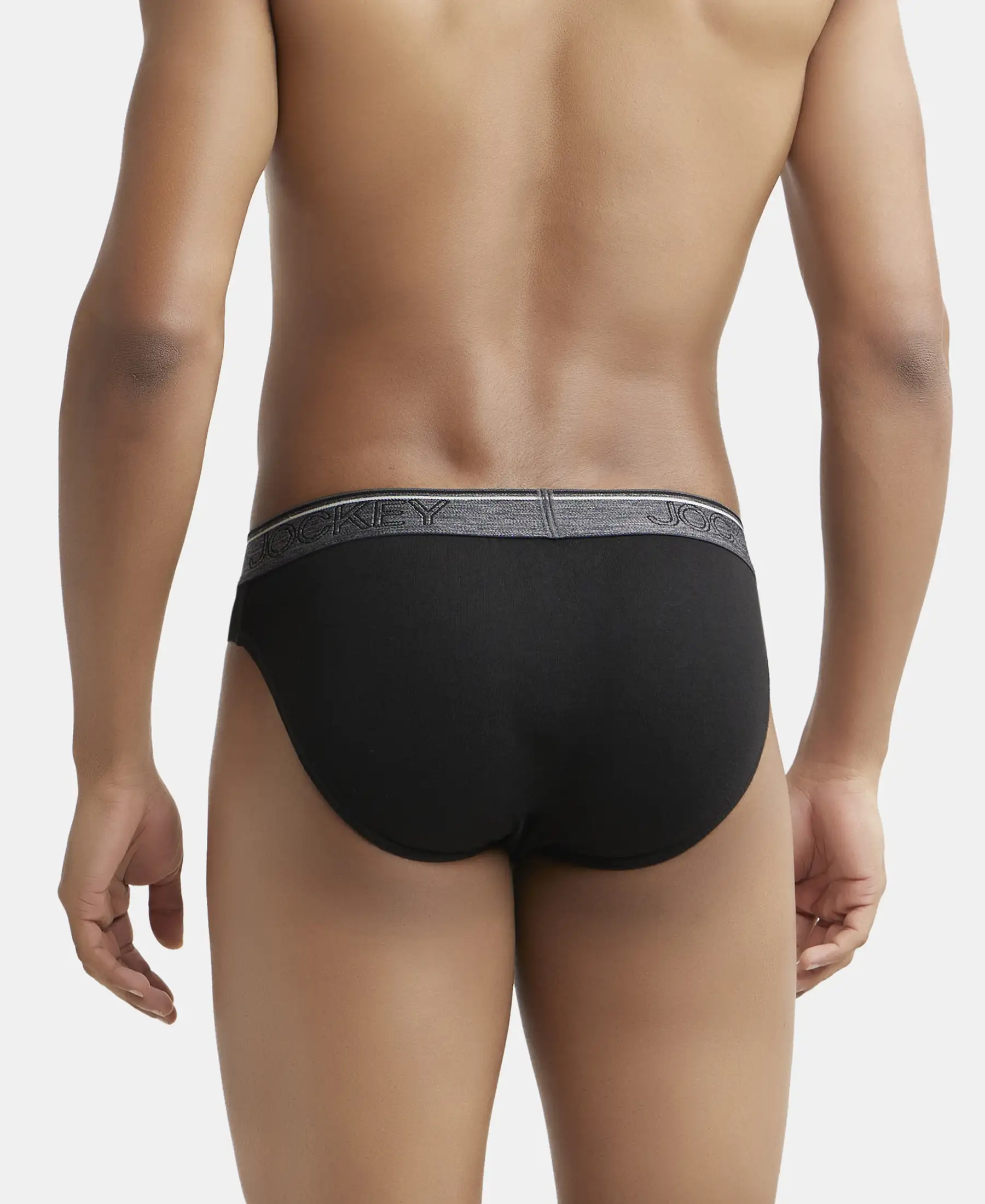 Super Combed Cotton Rib Solid Brief with Ultrasoft Waistband - Black (Pack of 2) - Image 3