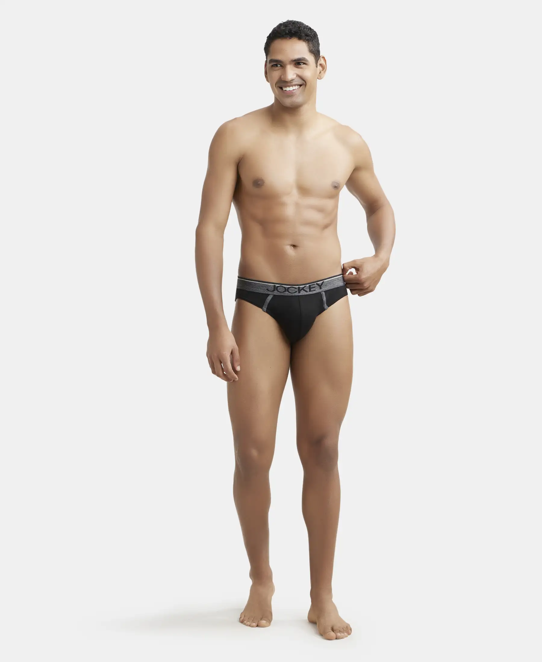 Super Combed Cotton Rib Solid Brief with Ultrasoft Waistband - Black (Pack of 2) - Image 4