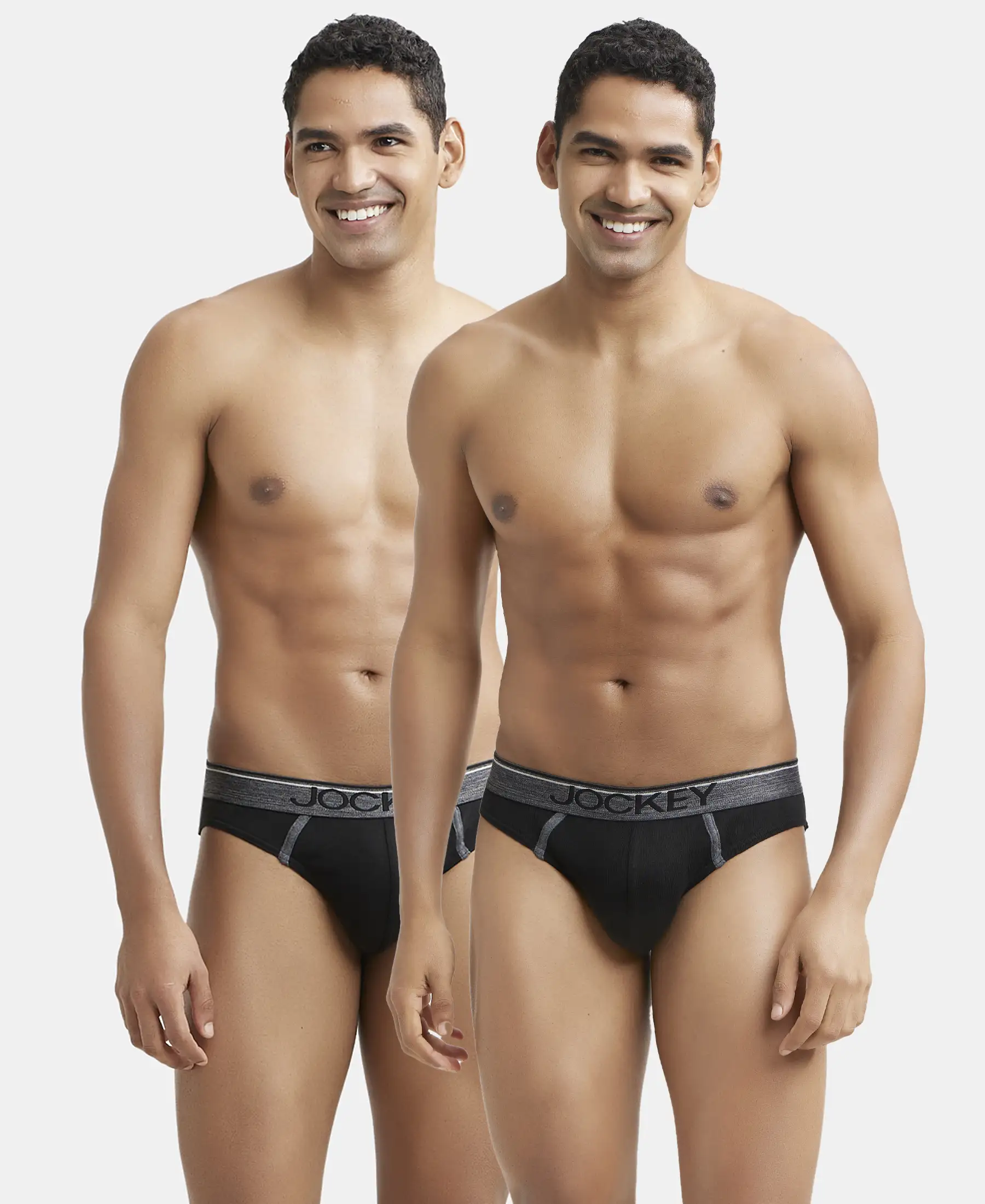 Super Combed Cotton Rib Solid Brief with Ultrasoft Waistband - Black (Pack of 2) - Image 5