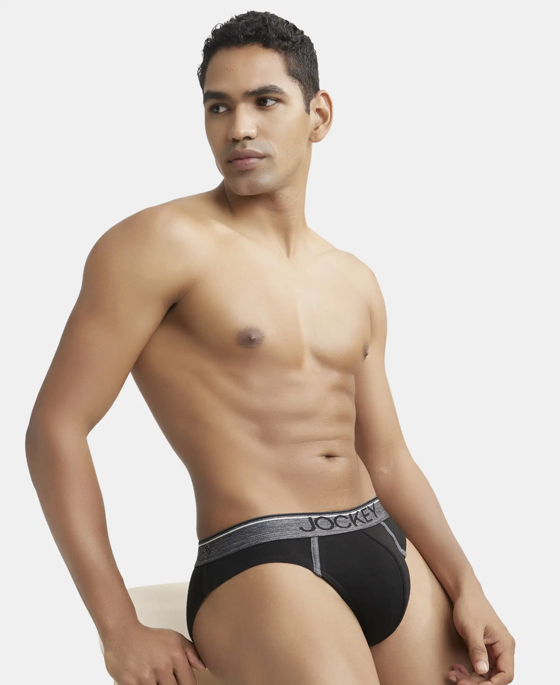 Super Combed Cotton Rib Solid Brief with Ultrasoft Waistband - Black (Pack of 2) - Image 8