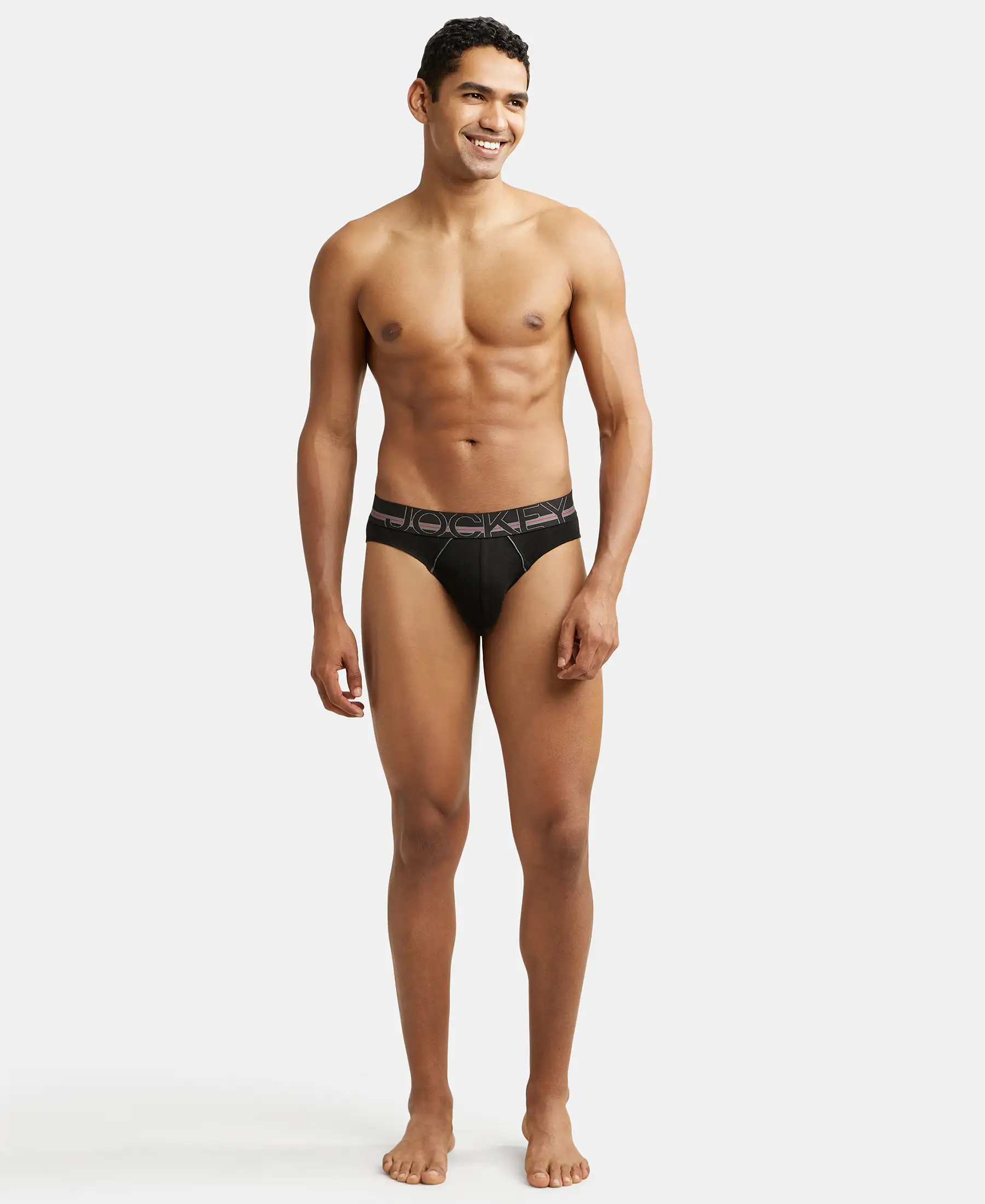 Super Combed Cotton Rib Solid Brief with Ultrasoft Waistband - Black (Pack of 2) - Image 4