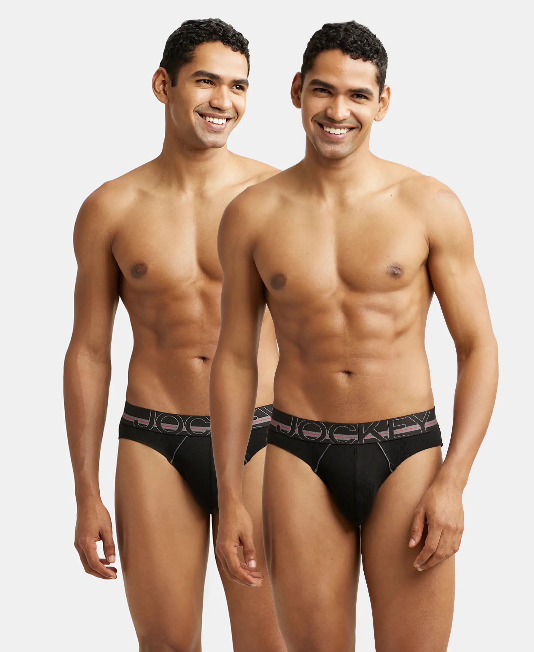 Super Combed Cotton Rib Solid Brief with Ultrasoft Waistband - Black (Pack of 2) - Image 5