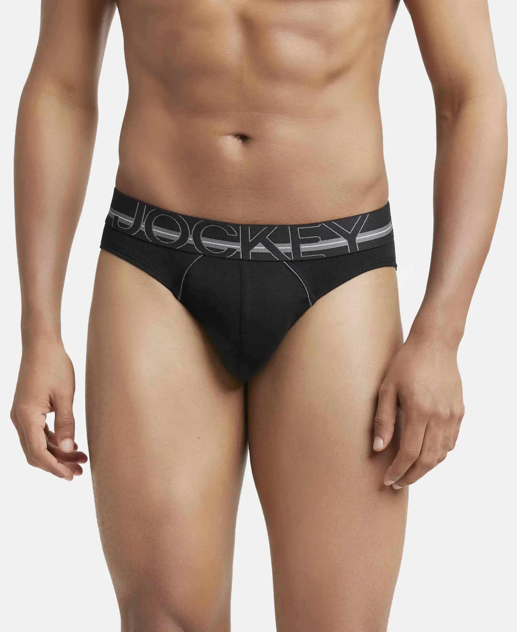 Super Combed Cotton Rib Solid Brief with Ultrasoft Waistband - Black