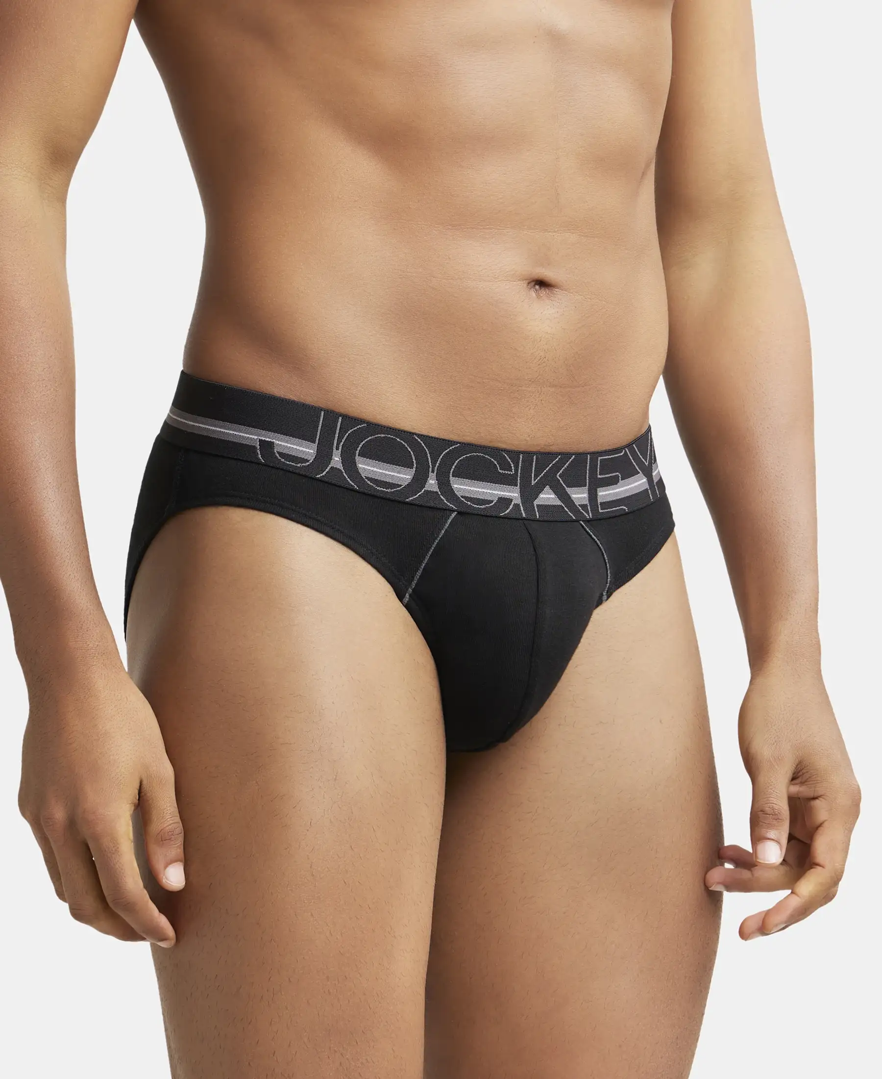 Super Combed Cotton Rib Solid Brief with Ultrasoft Waistband - Black - Image 2