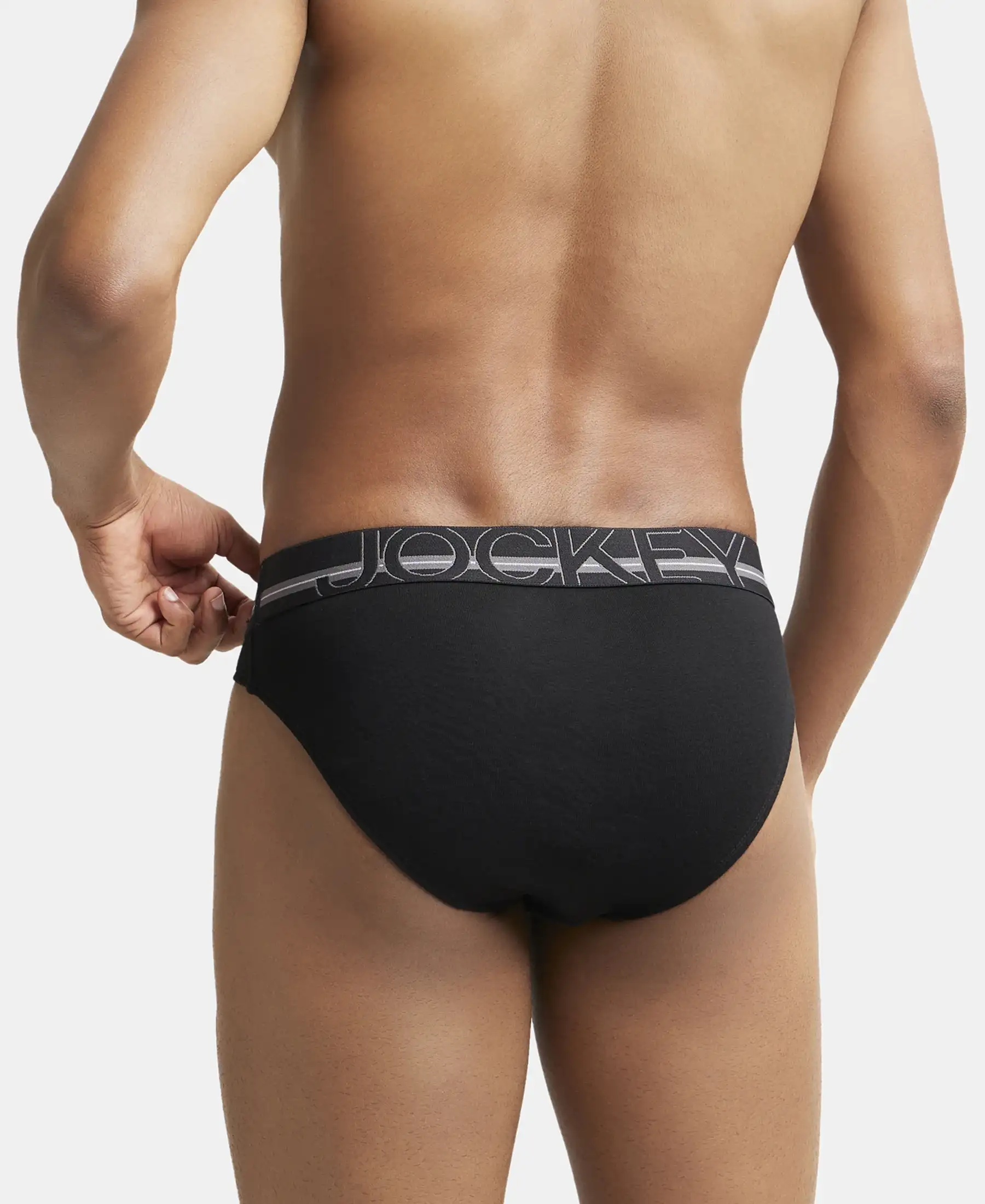 Super Combed Cotton Rib Solid Brief with Ultrasoft Waistband - Black - Image 3