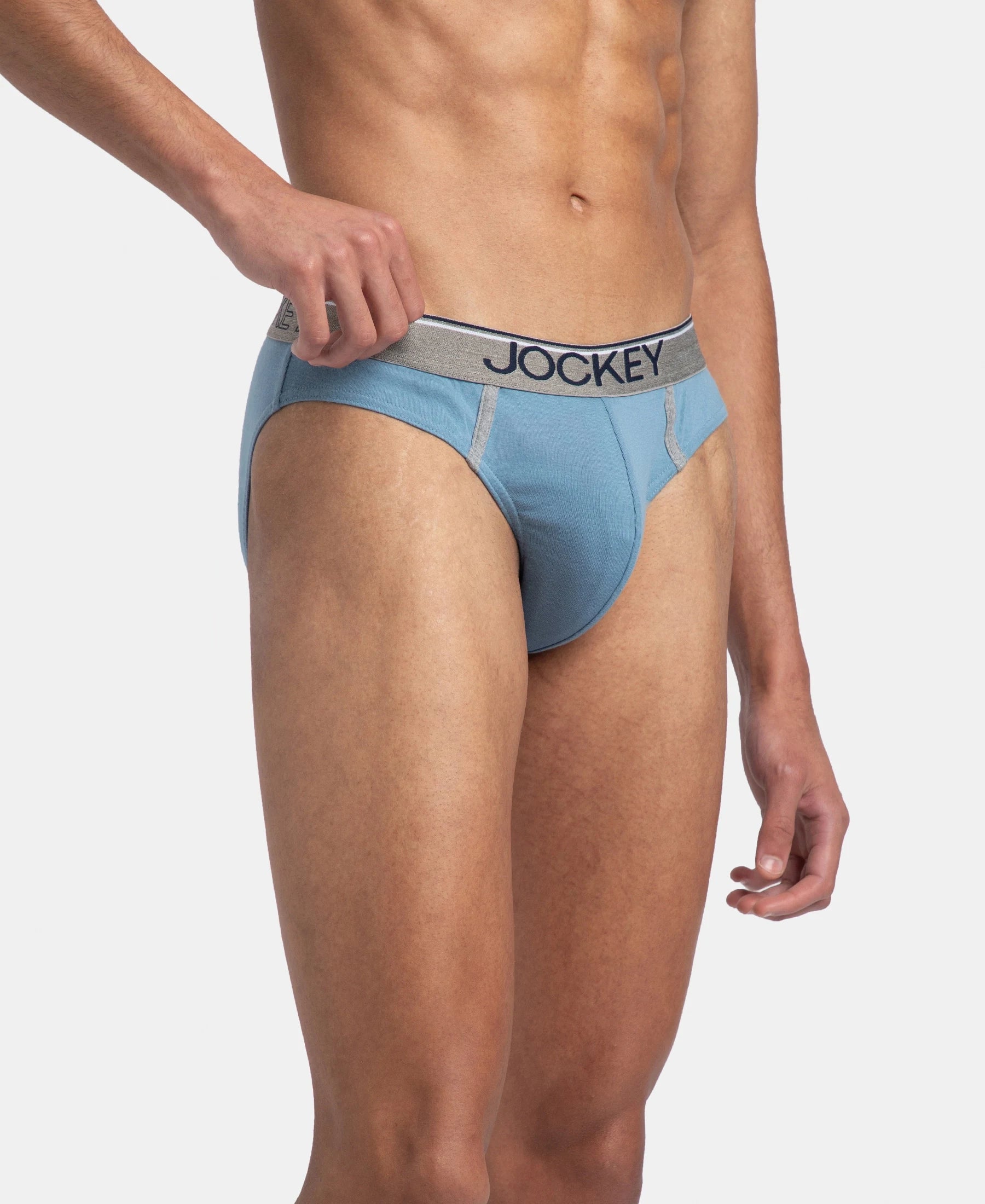 Super Combed Cotton Rib Solid Brief with Ultrasoft Waistband - Blue Shadow (Pack of 2) - Image 3