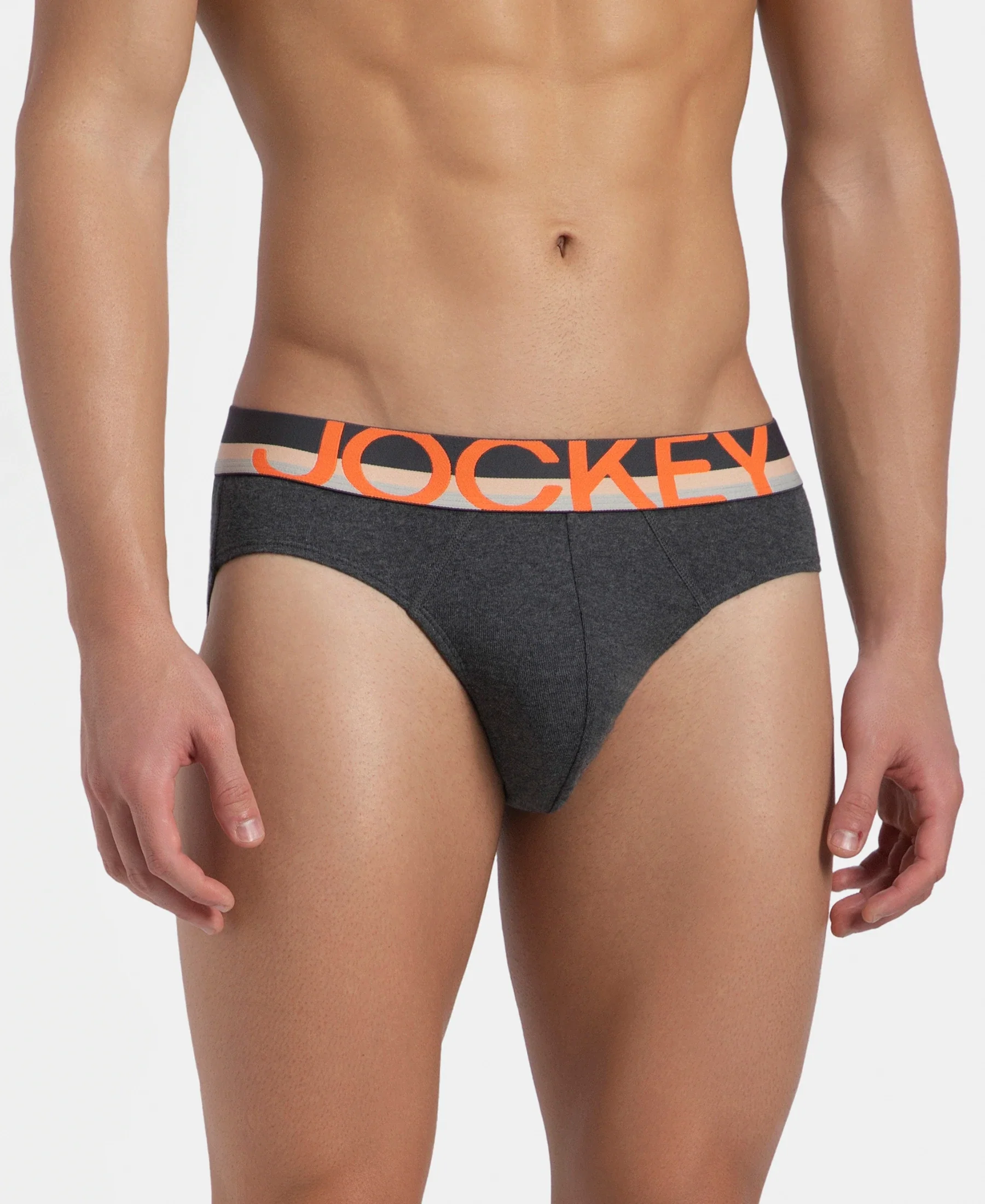 Super Combed Cotton Rib Solid Brief with Ultrasoft Waistband - Charcoal Melange (Pack of 2) - Image 6