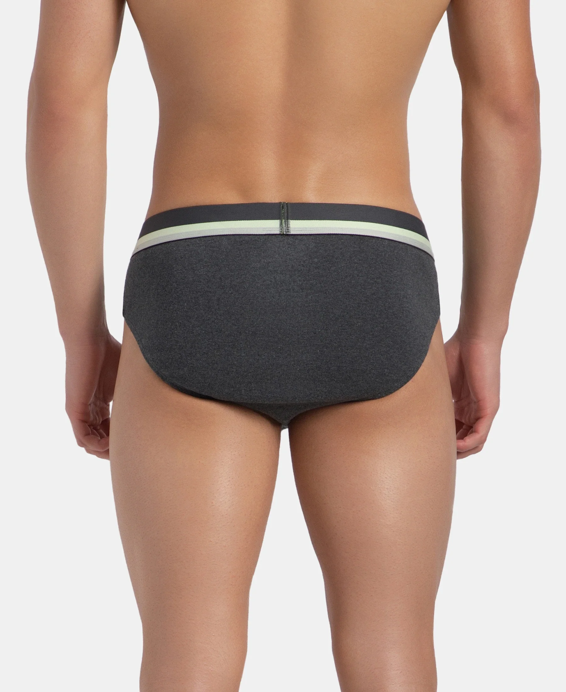Super Combed Cotton Rib Solid Brief with Ultrasoft Waistband - Charcoal Melange (Pack of 2) - Image 7