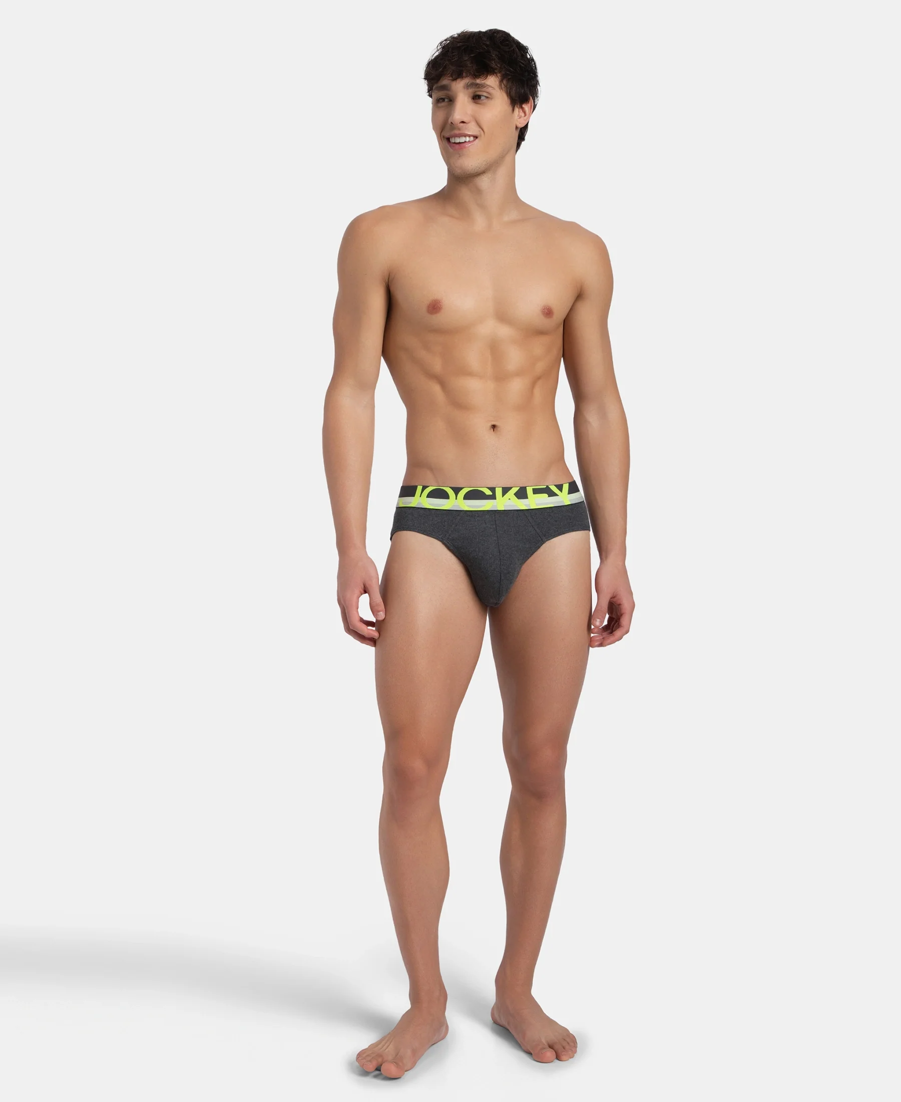 Super Combed Cotton Rib Solid Brief with Ultrasoft Waistband - Charcoal Melange (Pack of 2) - Image 9