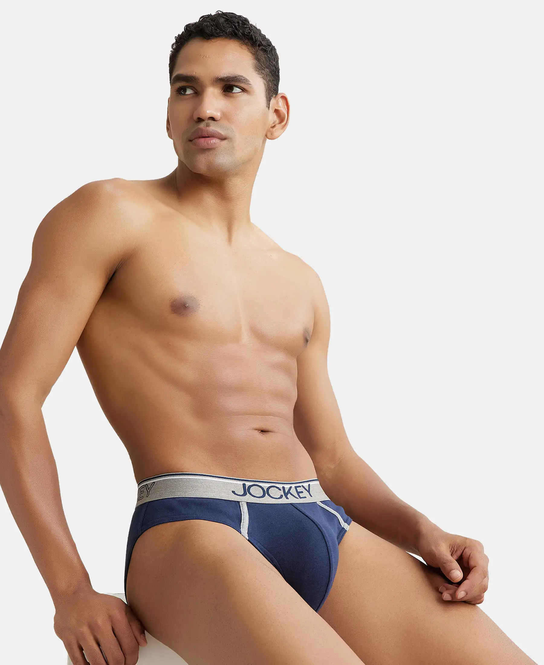 Super Combed Cotton Rib Solid Brief with Ultrasoft Waistband - Deep Navy - Image 5