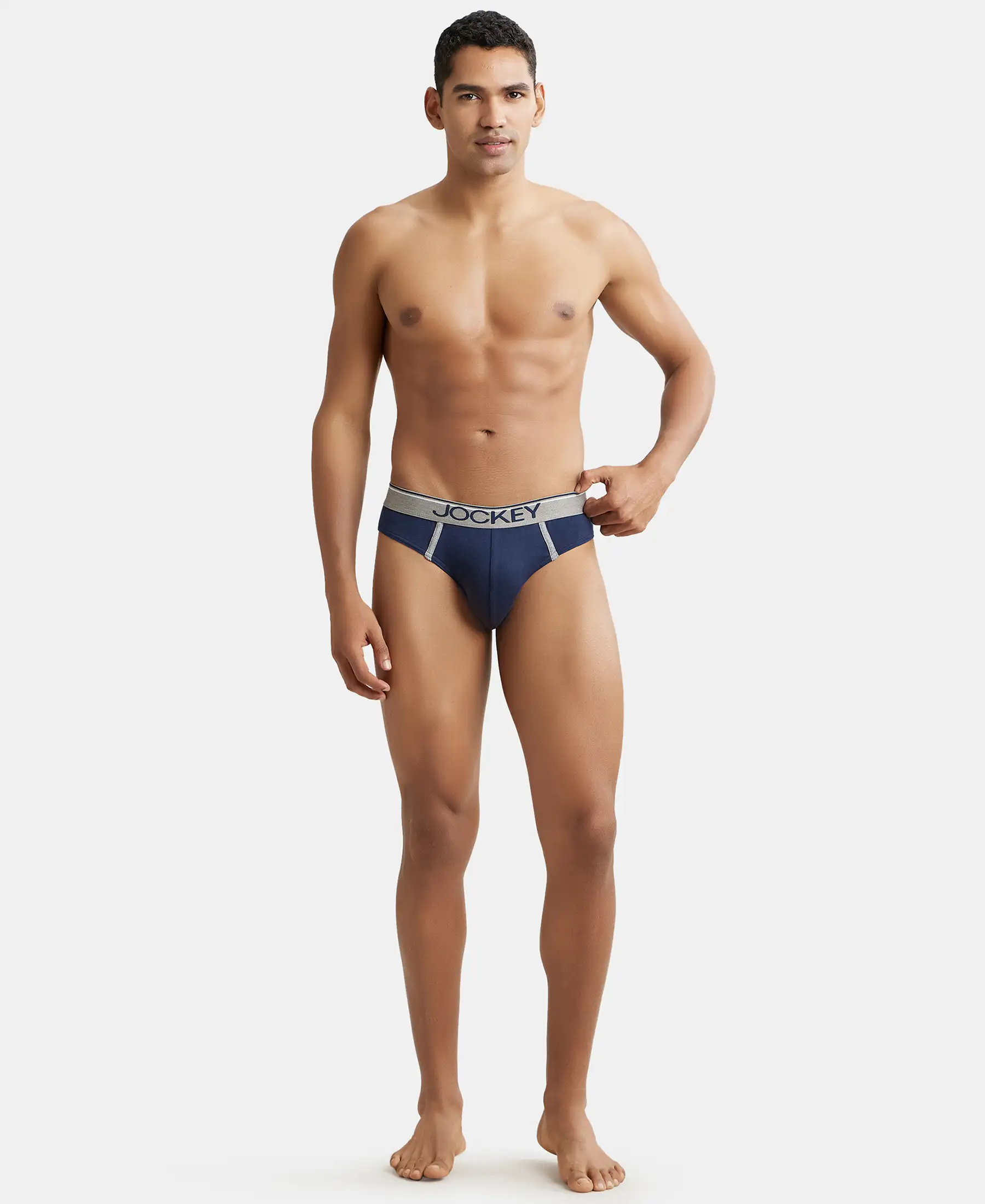 Super Combed Cotton Rib Solid Brief with Ultrasoft Waistband - Deep Navy (Pack of 2) - Image 4