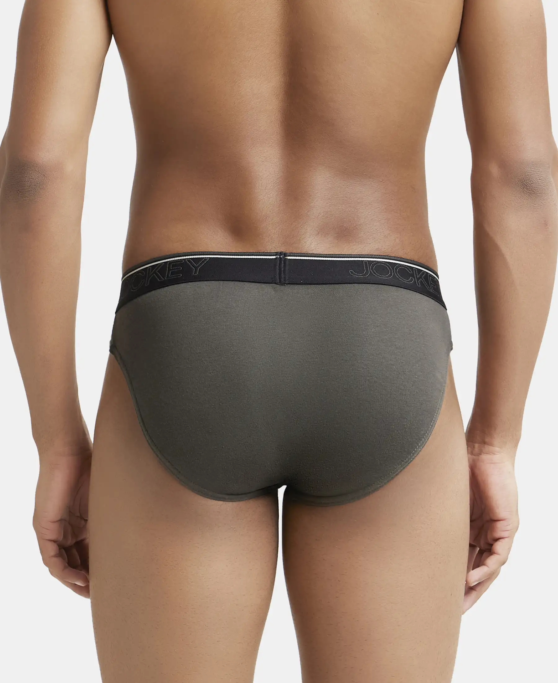 Super Combed Cotton Rib Solid Brief with Ultrasoft Waistband - Deep Olive - Image 3